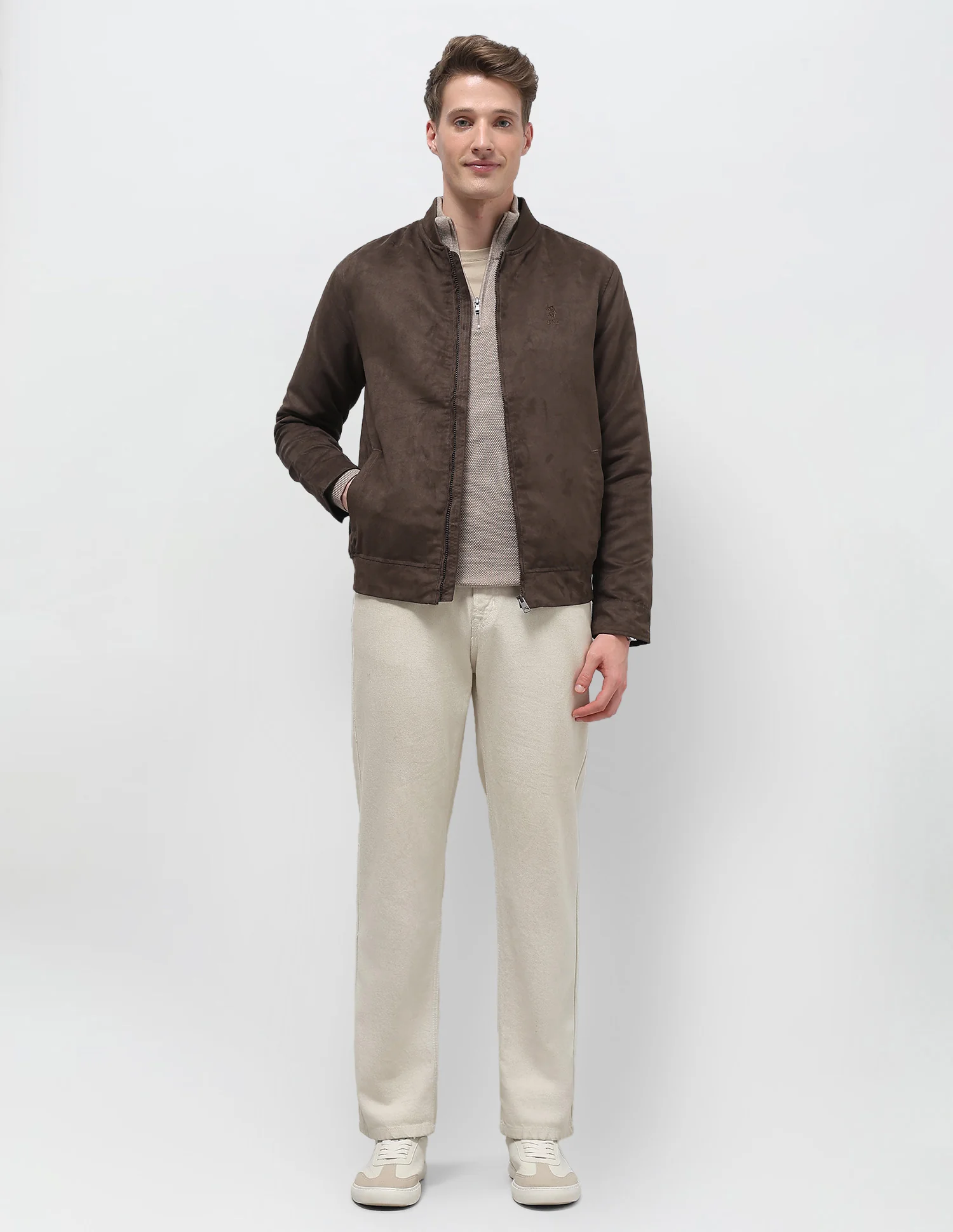 Solid Regular Fit Bomber Jacket - Image 3