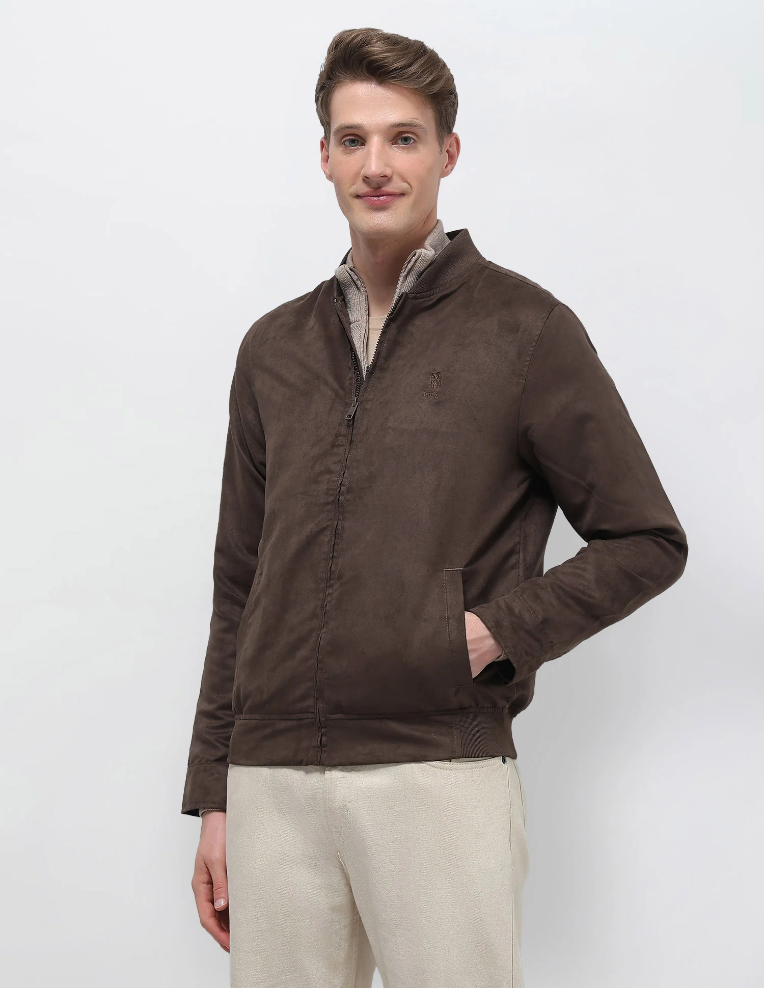 Solid Regular Fit Bomber Jacket - Image 4