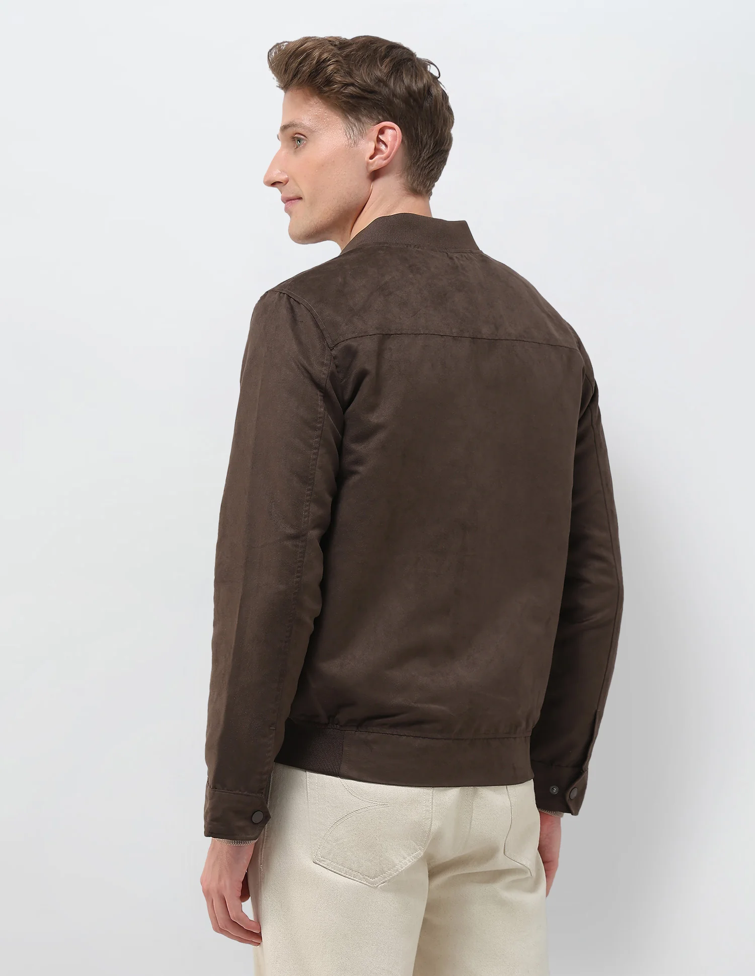 Solid Regular Fit Bomber Jacket - Image 5