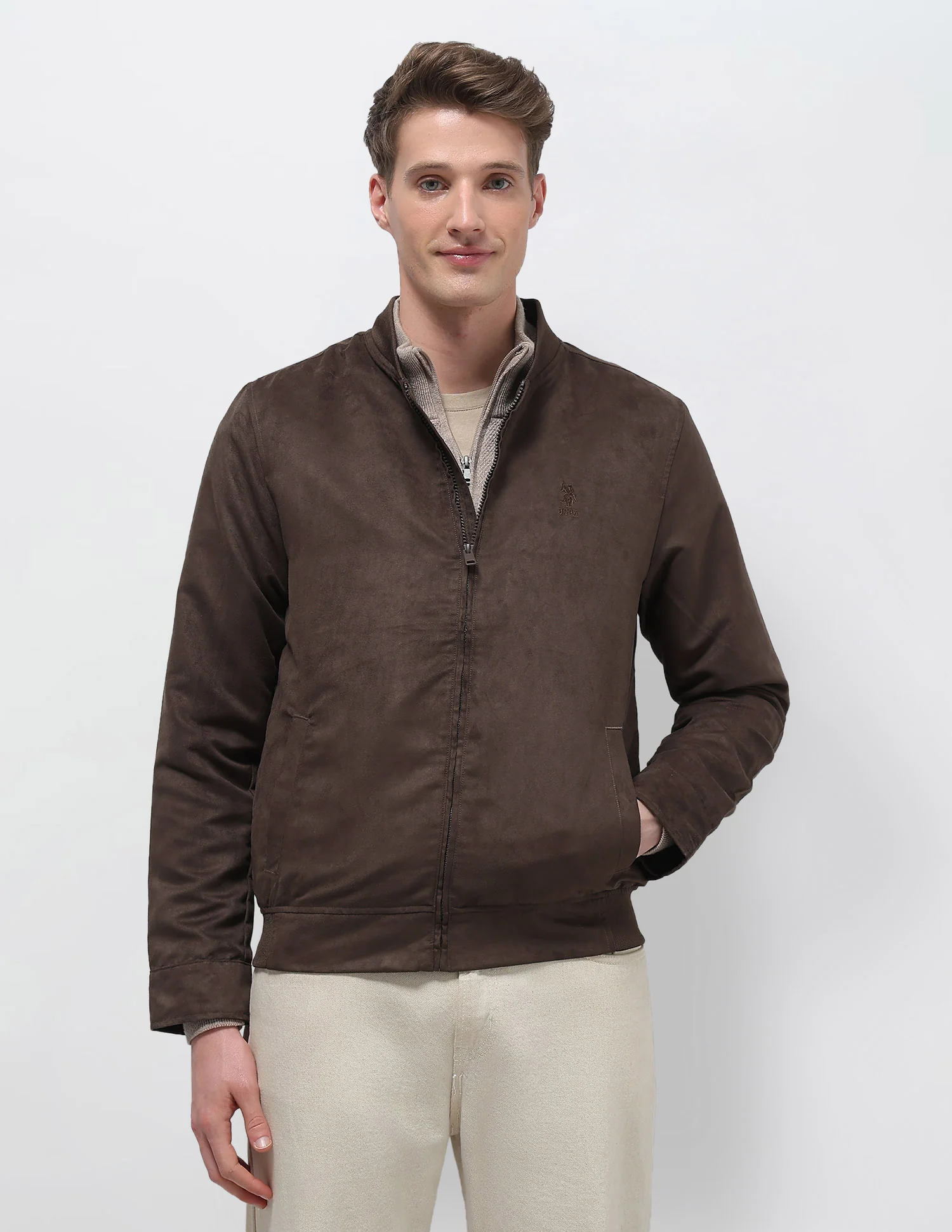 Solid Regular Fit Bomber Jacket - Image 6