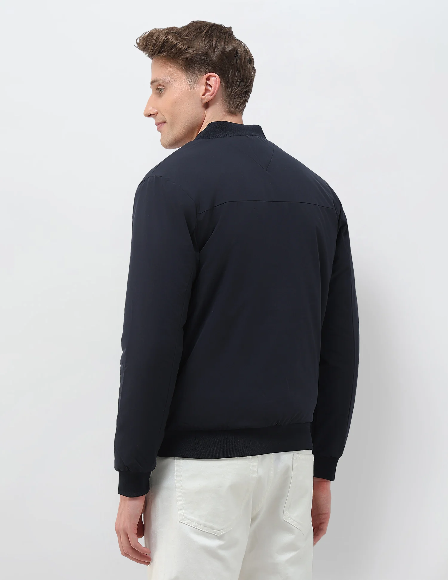 Solid Regular Fit Bomber Jacket - Image 5