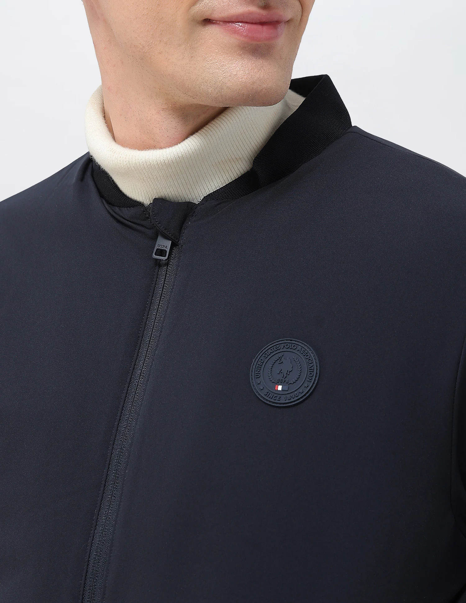 Solid Regular Fit Bomber Jacket - Image 7