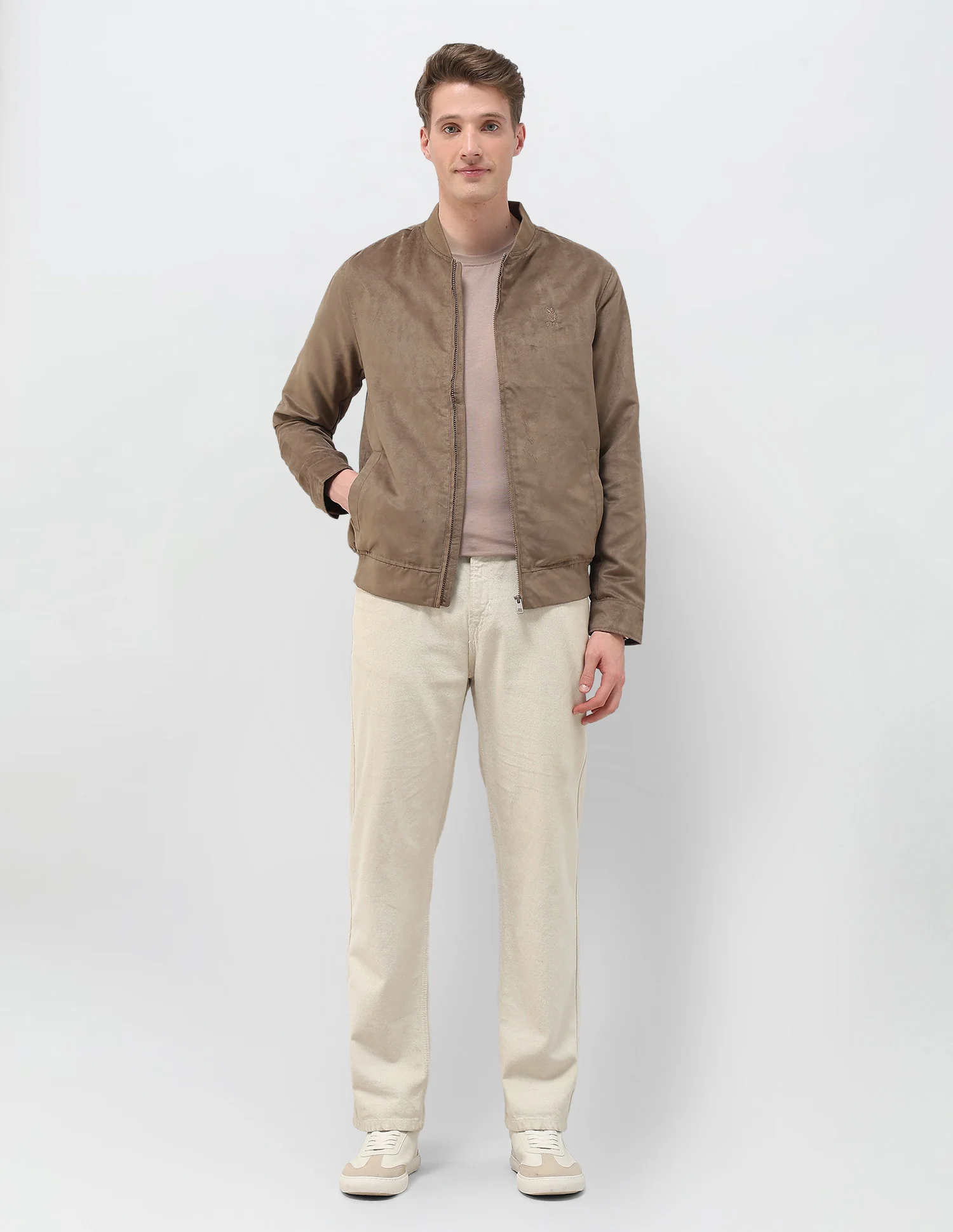 Solid Regular Fit Bomber Jacket - Image 3