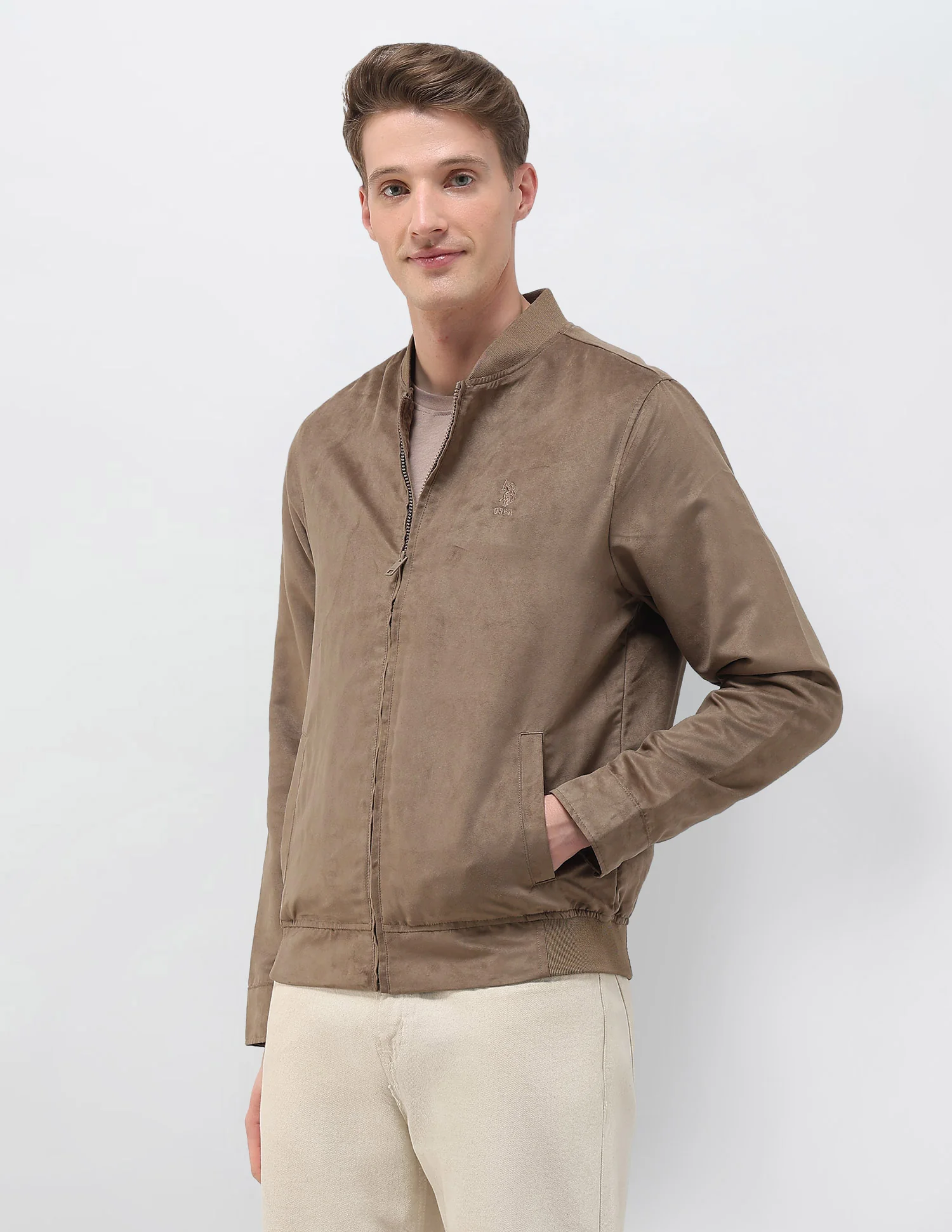Solid Regular Fit Bomber Jacket - Image 4