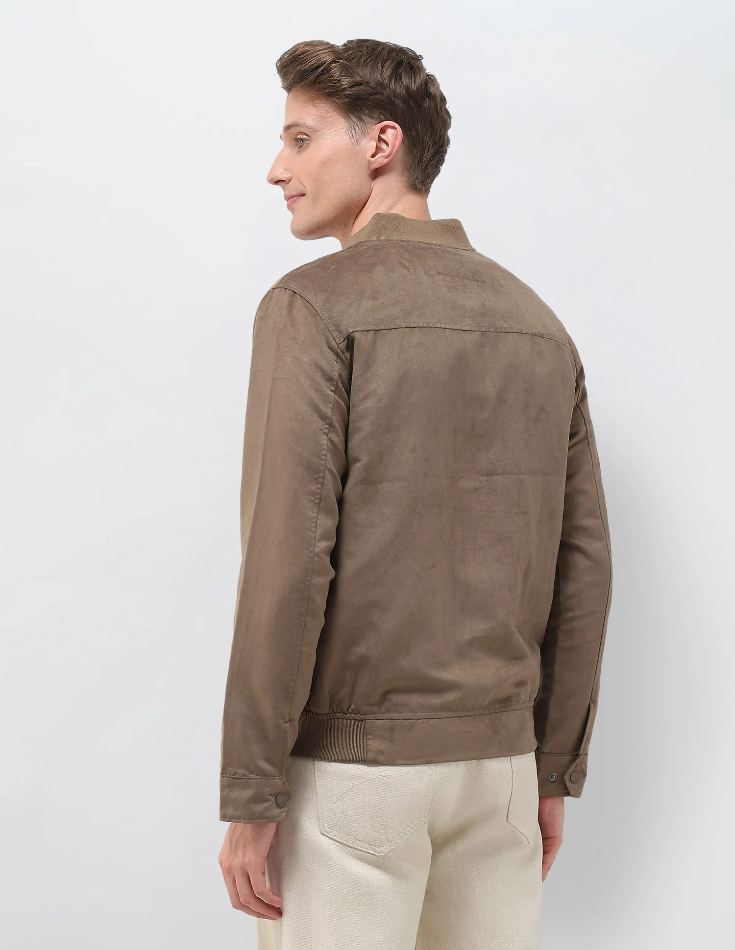 Solid Regular Fit Bomber Jacket - Image 5