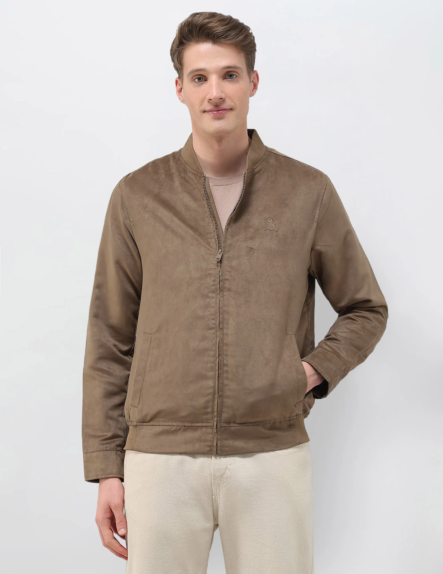 Solid Regular Fit Bomber Jacket - Image 6