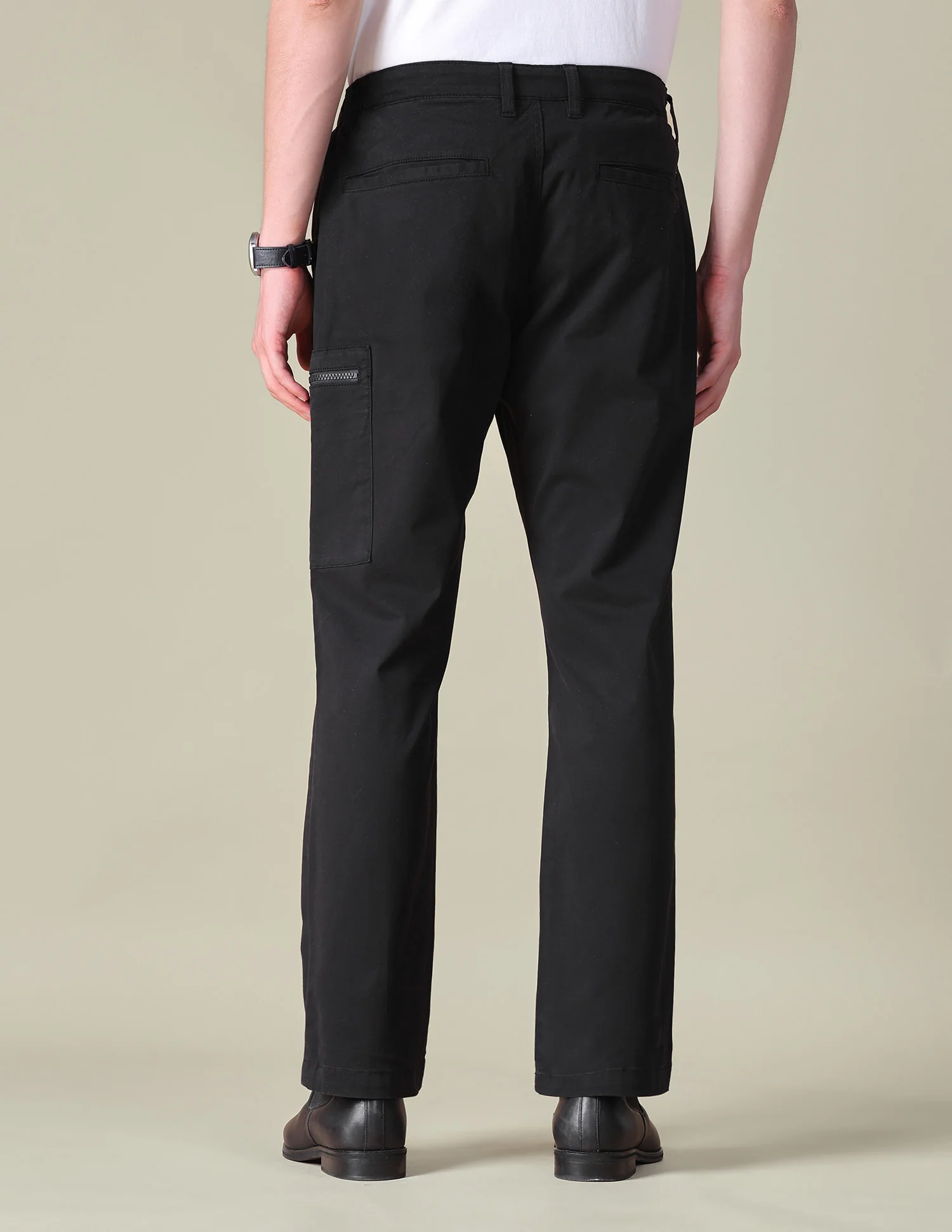 Solid Regular Fit Cargos - Image 5