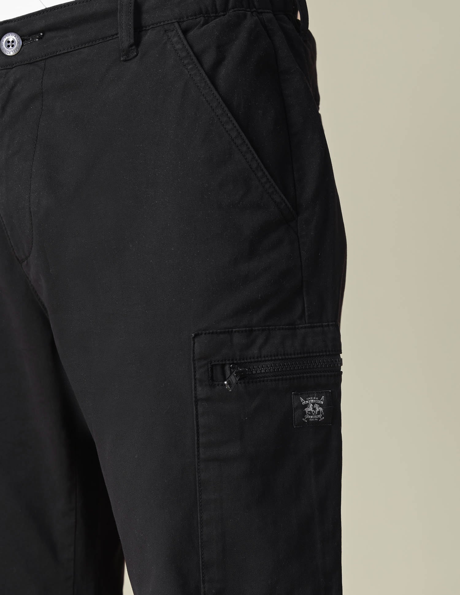 Solid Regular Fit Cargos - Image 7
