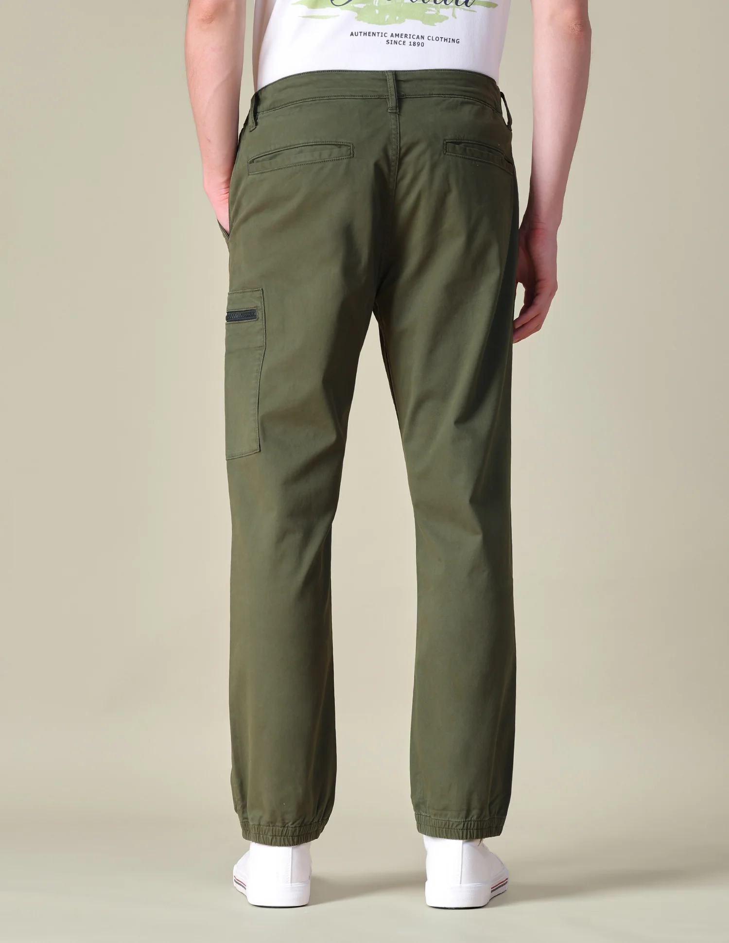 Solid Regular Fit Cargos - Image 5