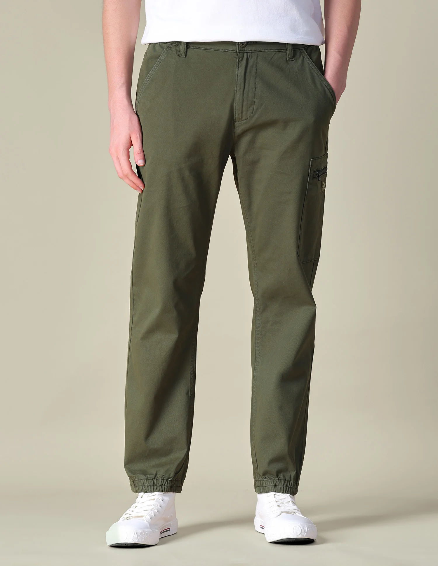 Solid Regular Fit Cargos - Image 6