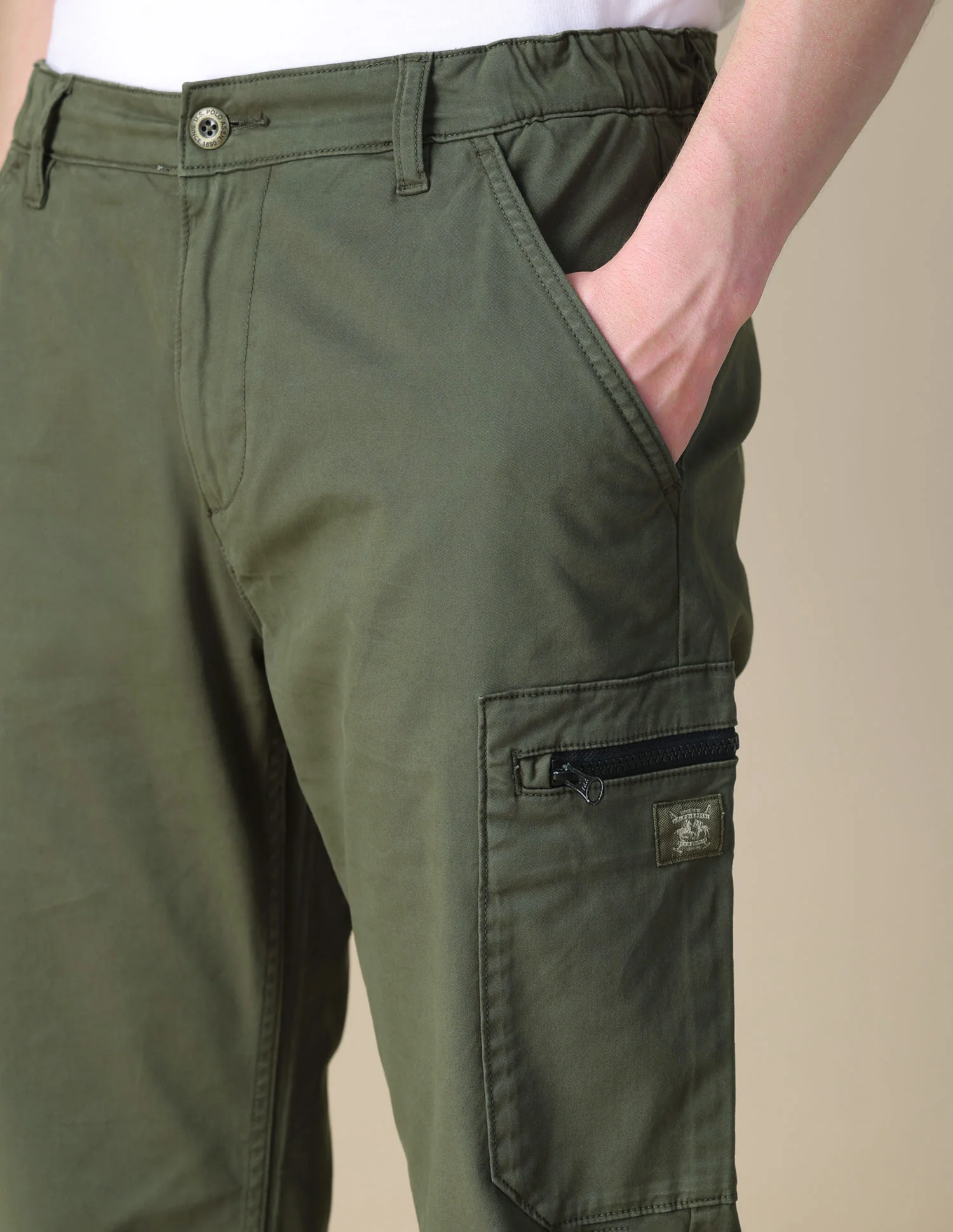 Solid Regular Fit Cargos - Image 7