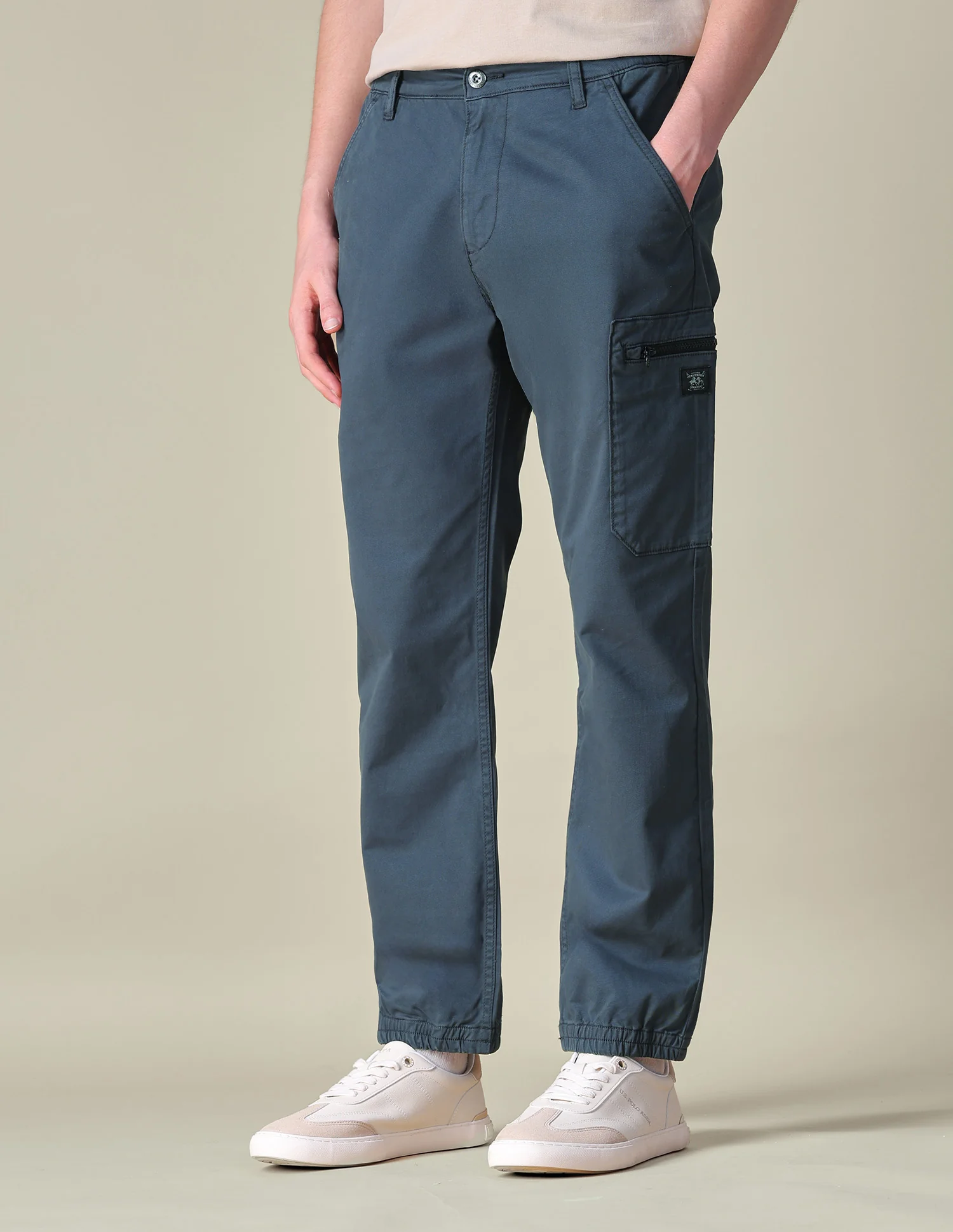 Solid Regular Fit Cargos - Image 4