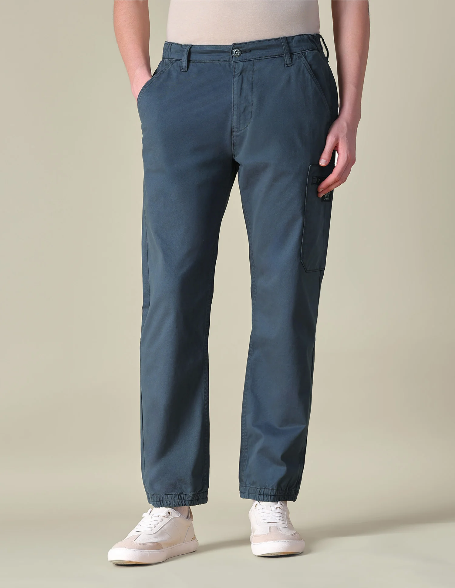 Solid Regular Fit Cargos - Image 6