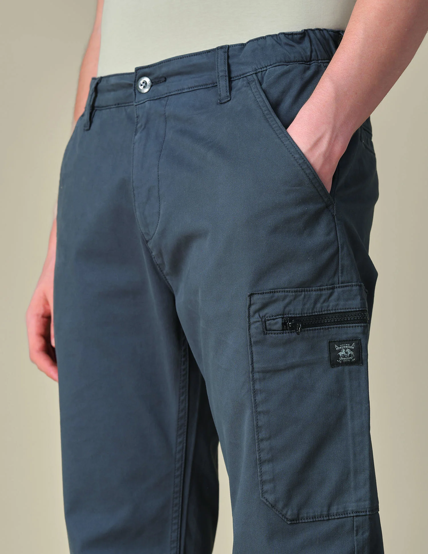 Solid Regular Fit Cargos - Image 7