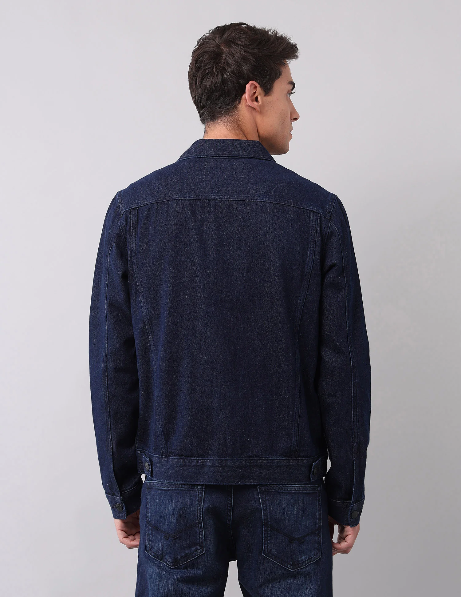 Solid Regular Fit Denim Jacket - Image 5
