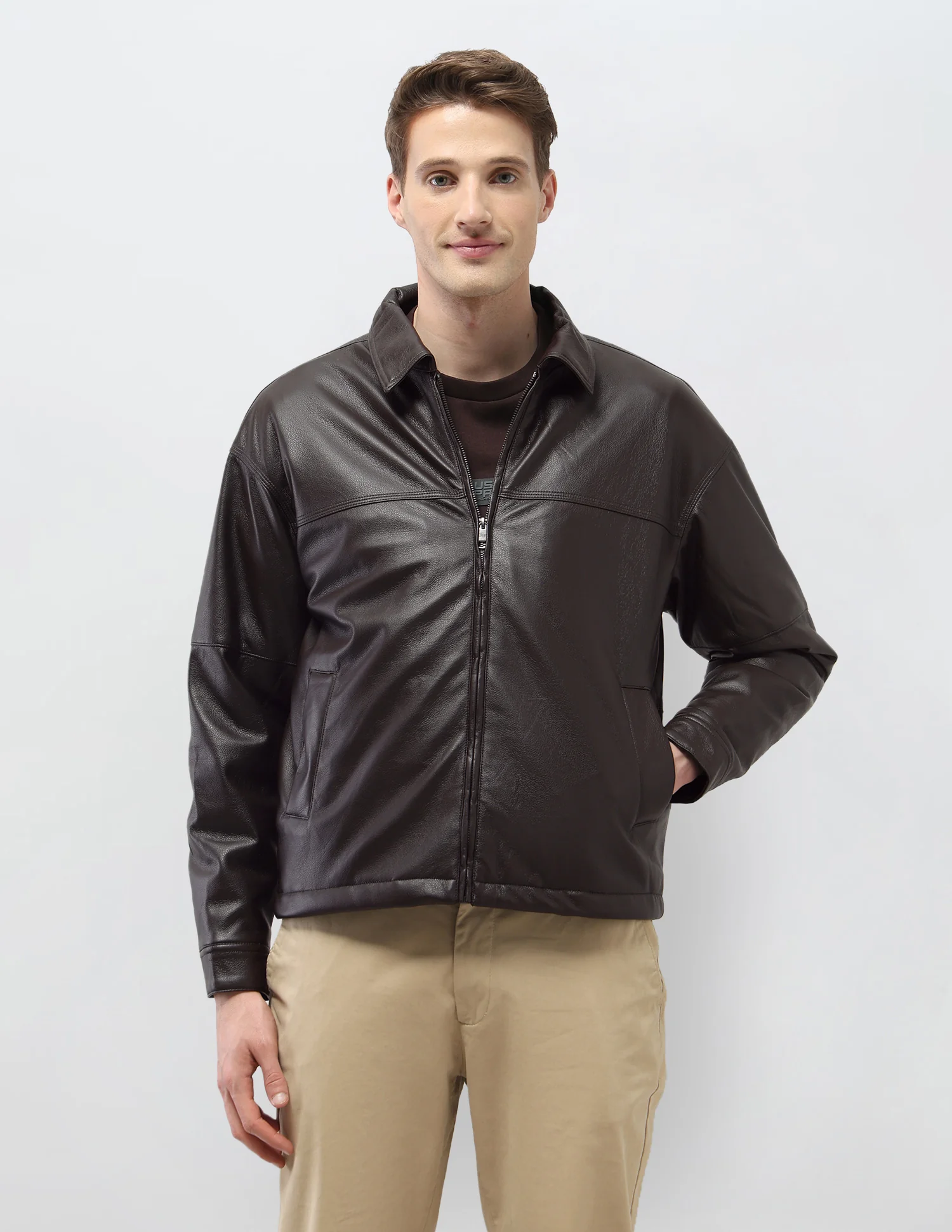Solid Regular Fit Jacket - Image 6