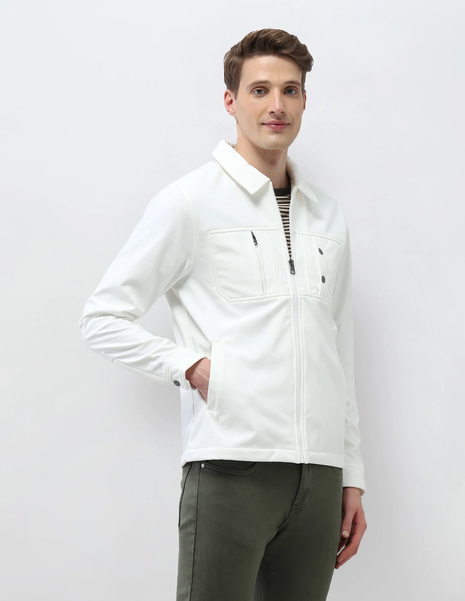 Solid Regular Fit Jacket - Image 4