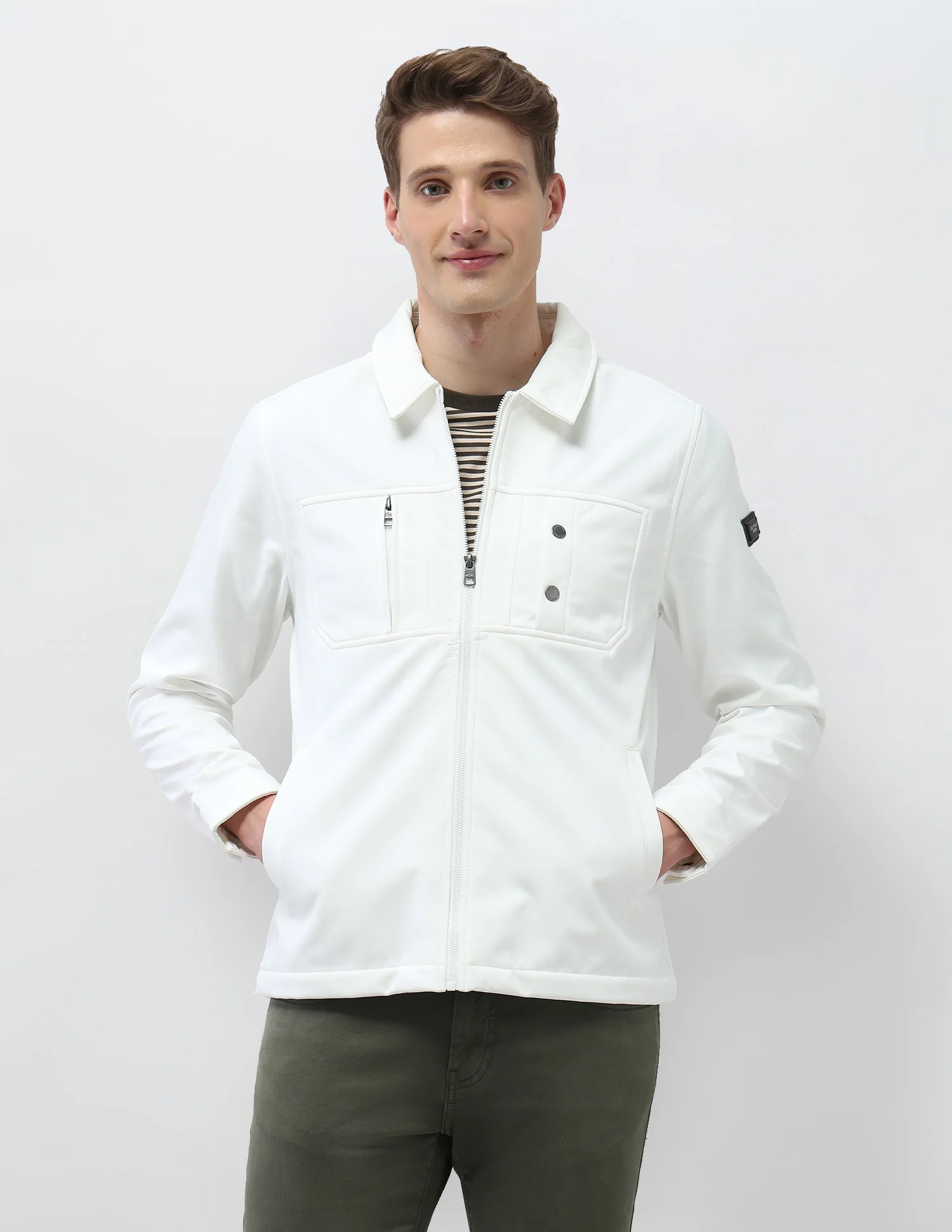 Solid Regular Fit Jacket - Image 6