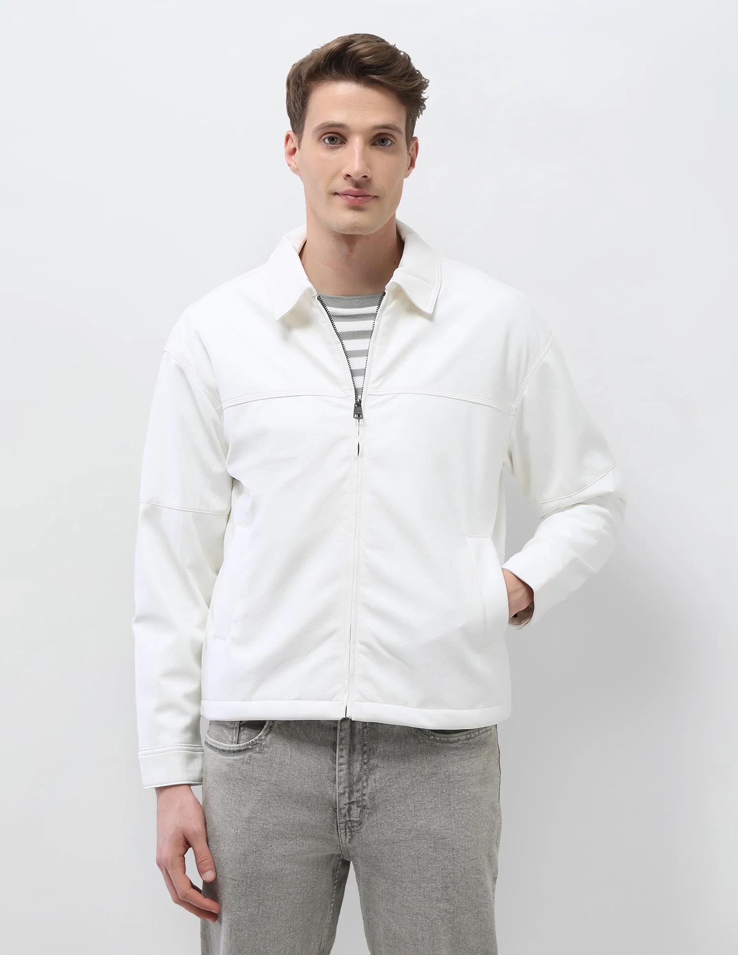 Solid Regular Fit Jacket - Image 6