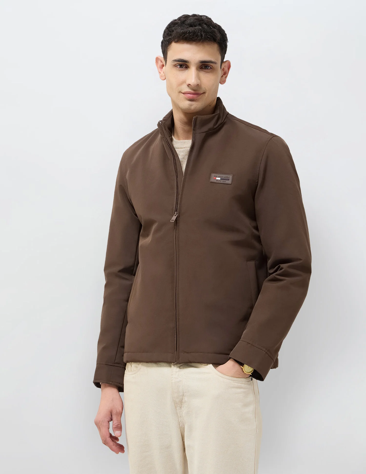 Solid Regular Fit Jacket - Image 4