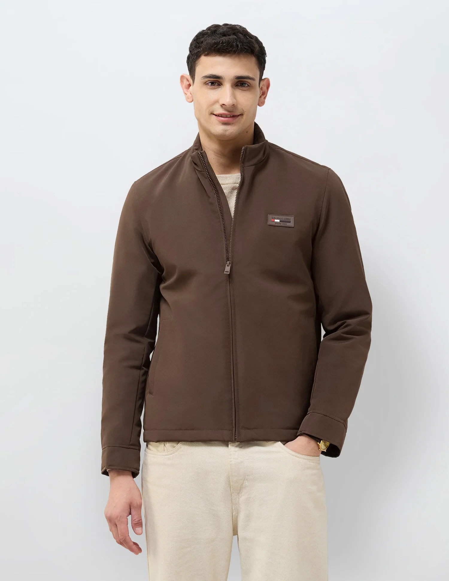 Solid Regular Fit Jacket - Image 6