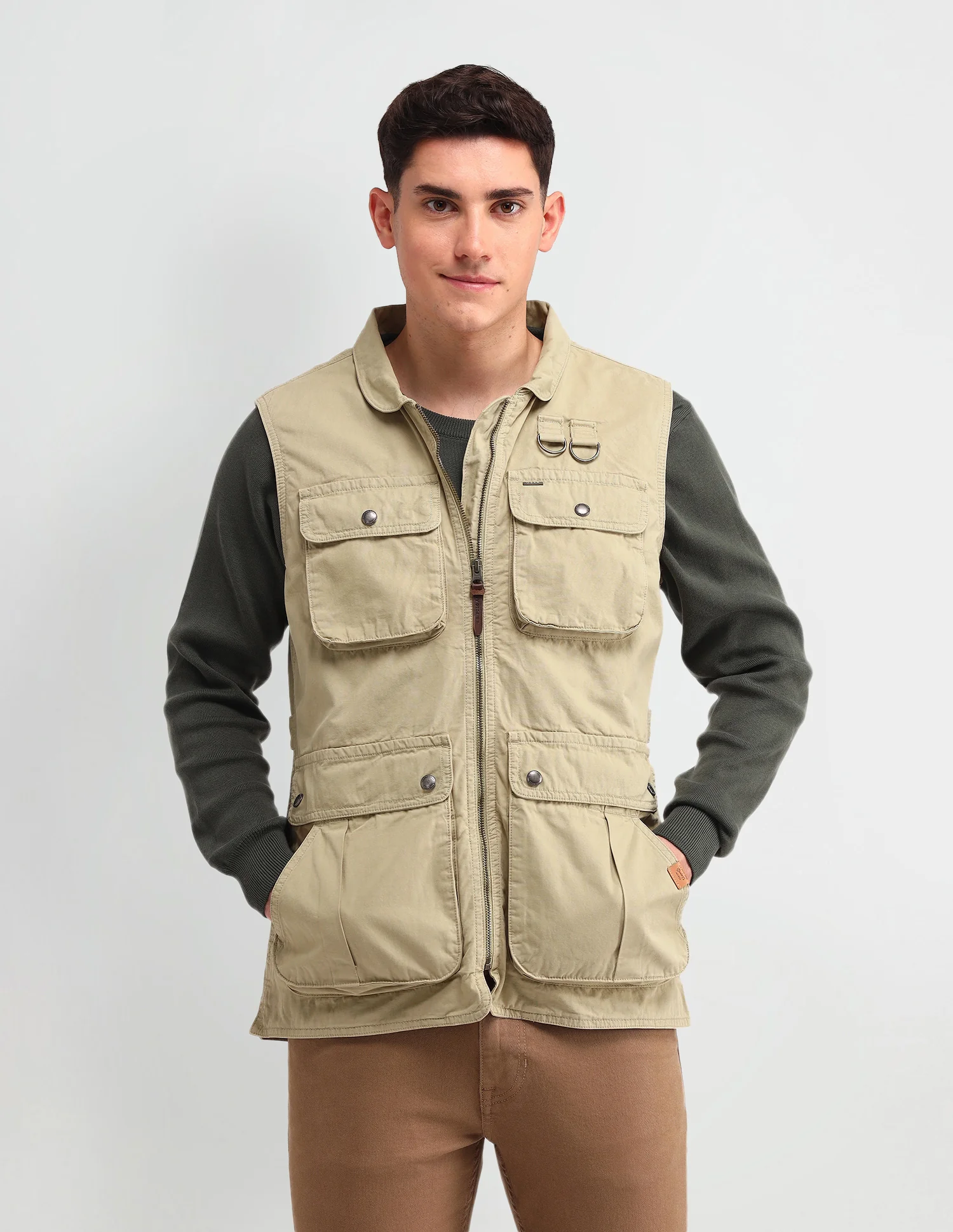Solid Regular Fit Jacket - Image 6