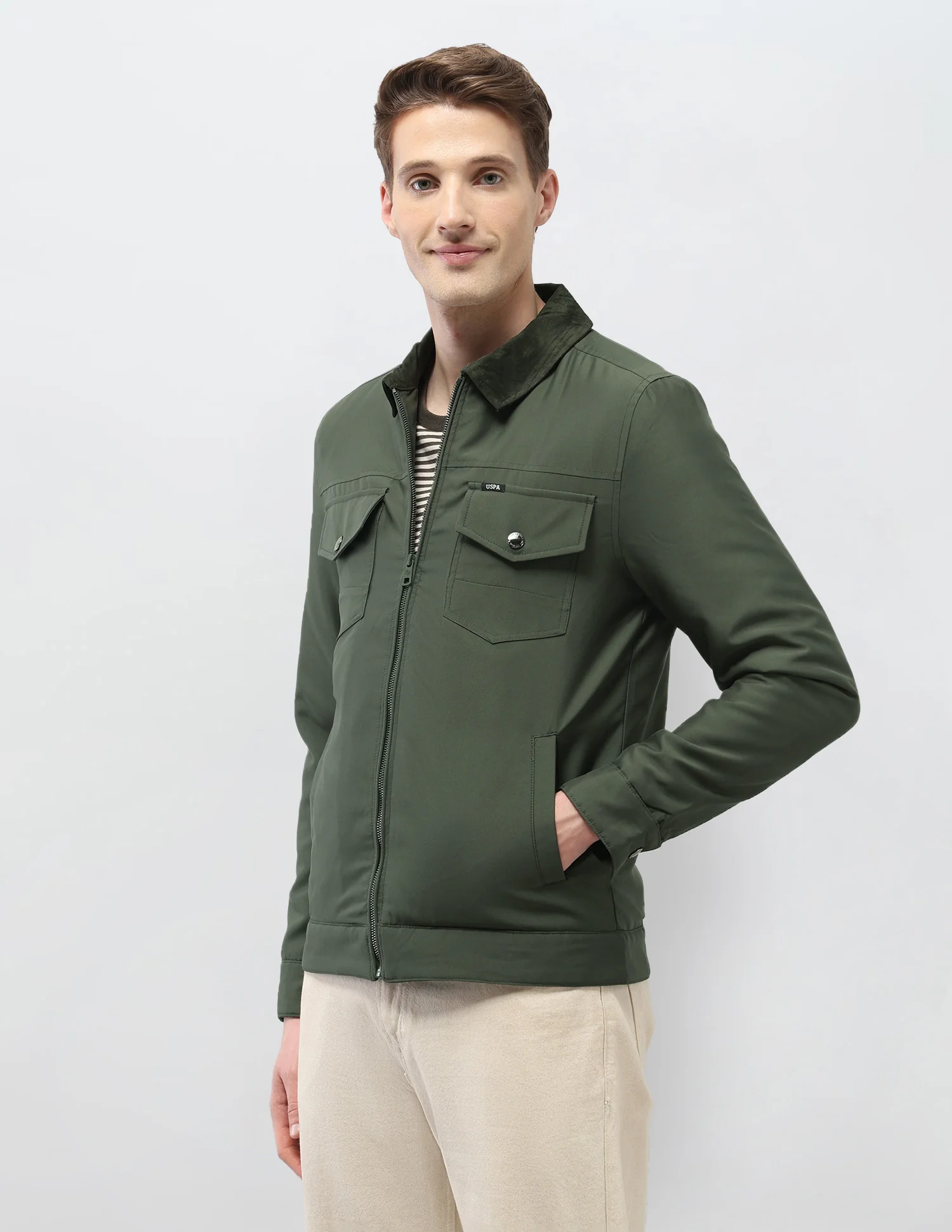 Solid Regular Fit Jacket - Image 4