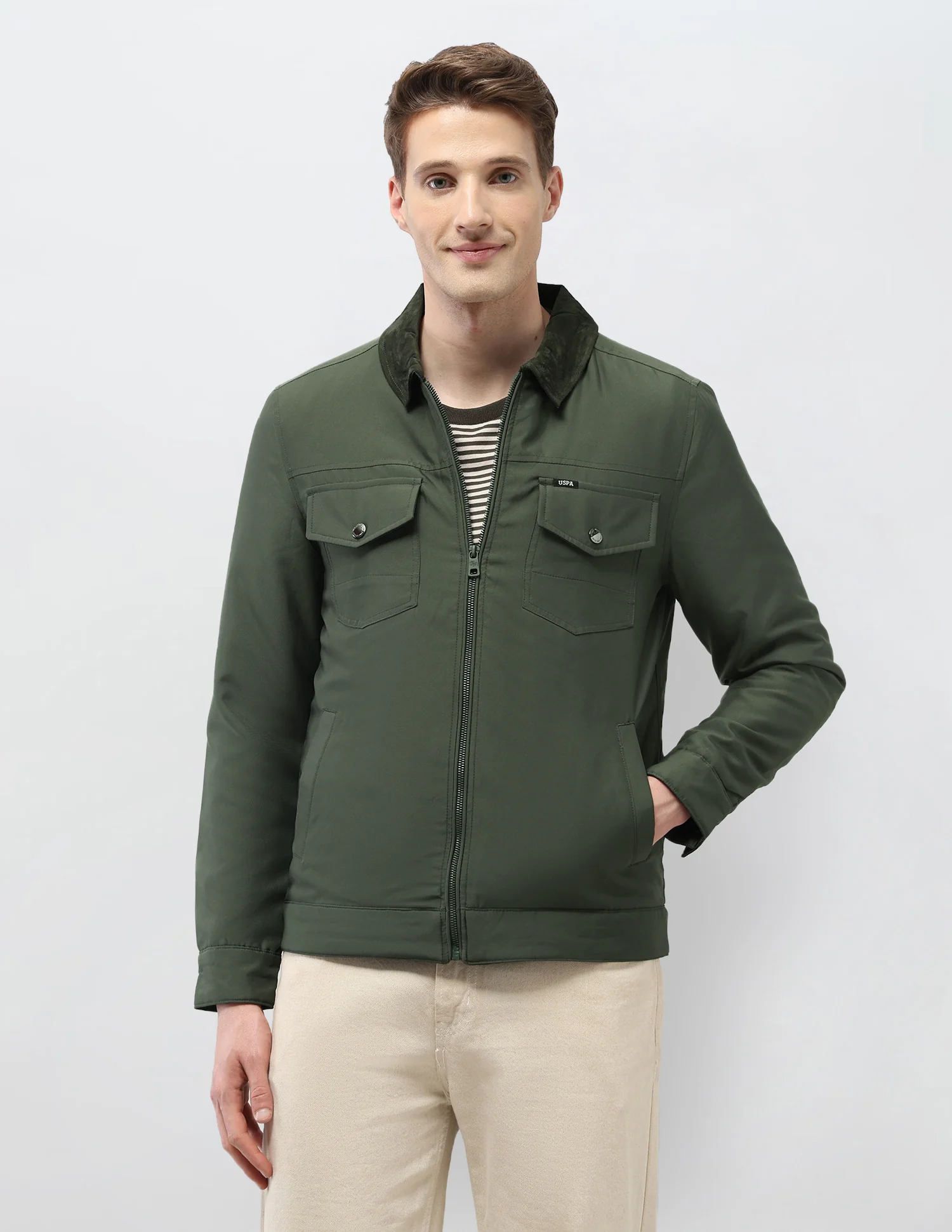 Solid Regular Fit Jacket - Image 6