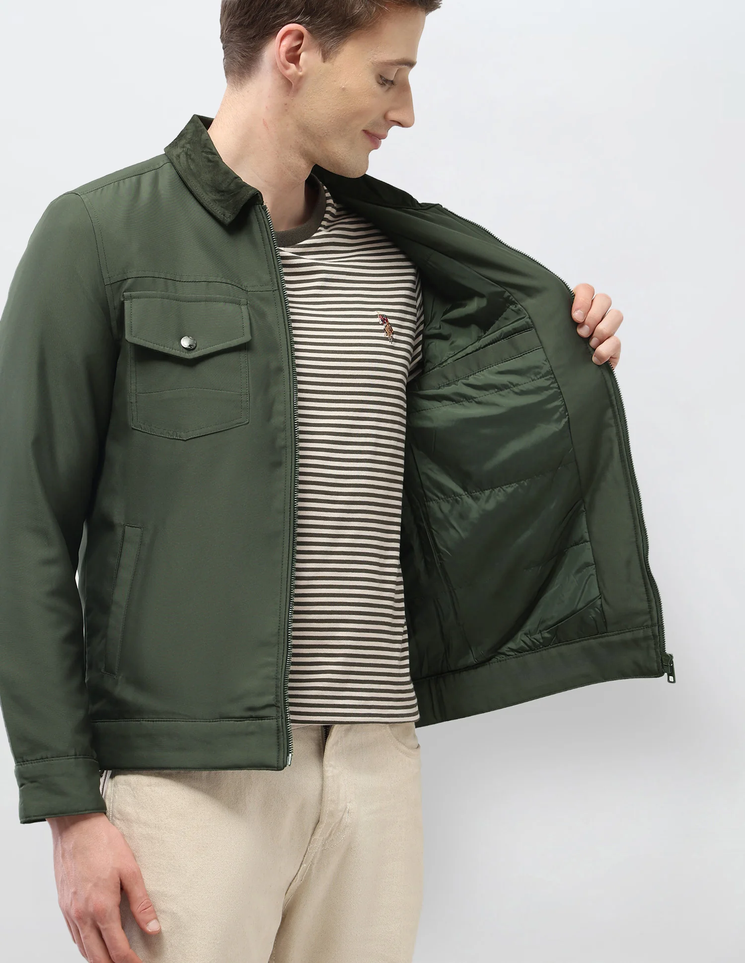 Solid Regular Fit Jacket - Image 9