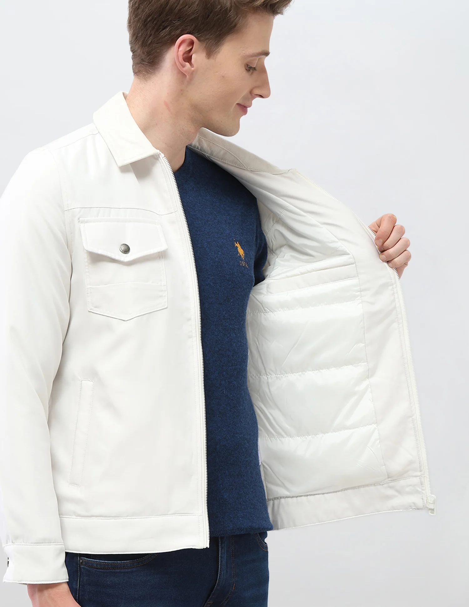 Solid Regular Fit Jacket - Image 10