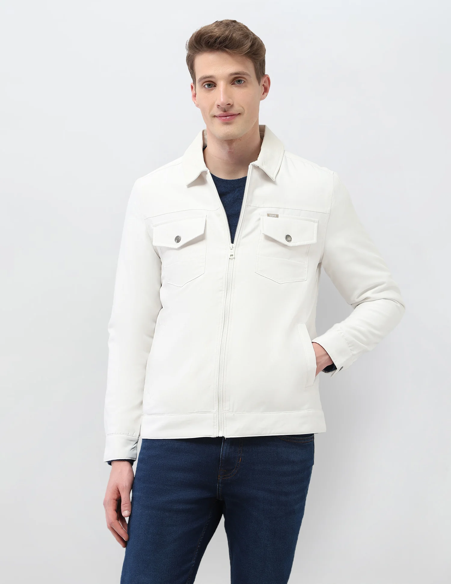 Solid Regular Fit Jacket - Image 6