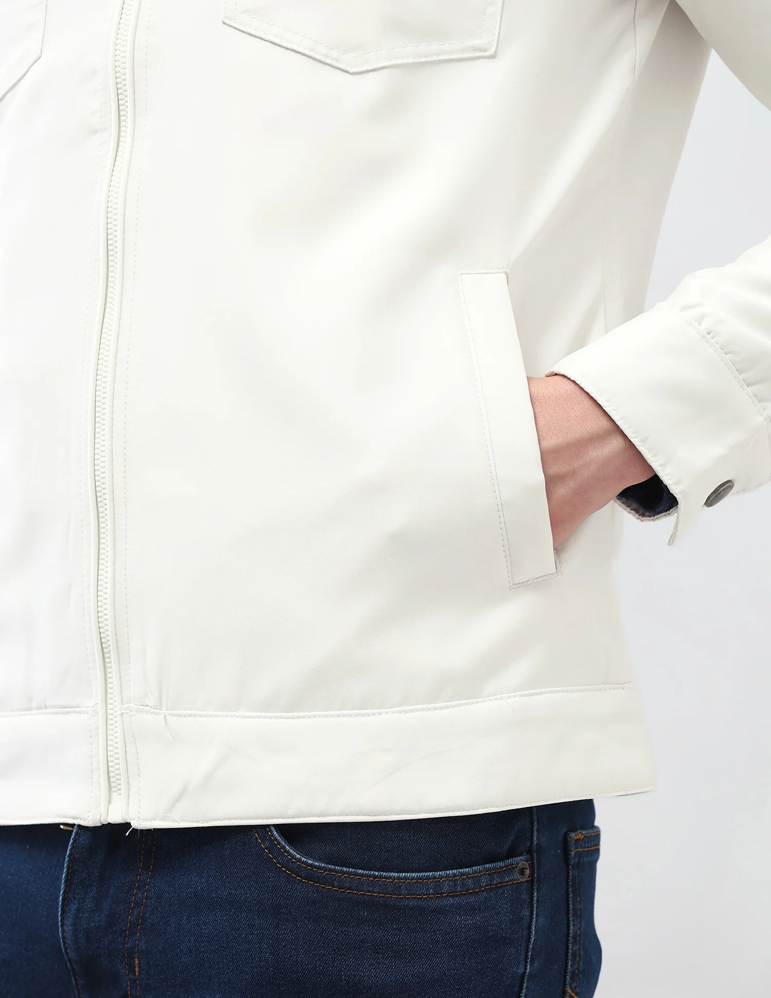 Solid Regular Fit Jacket - Image 8