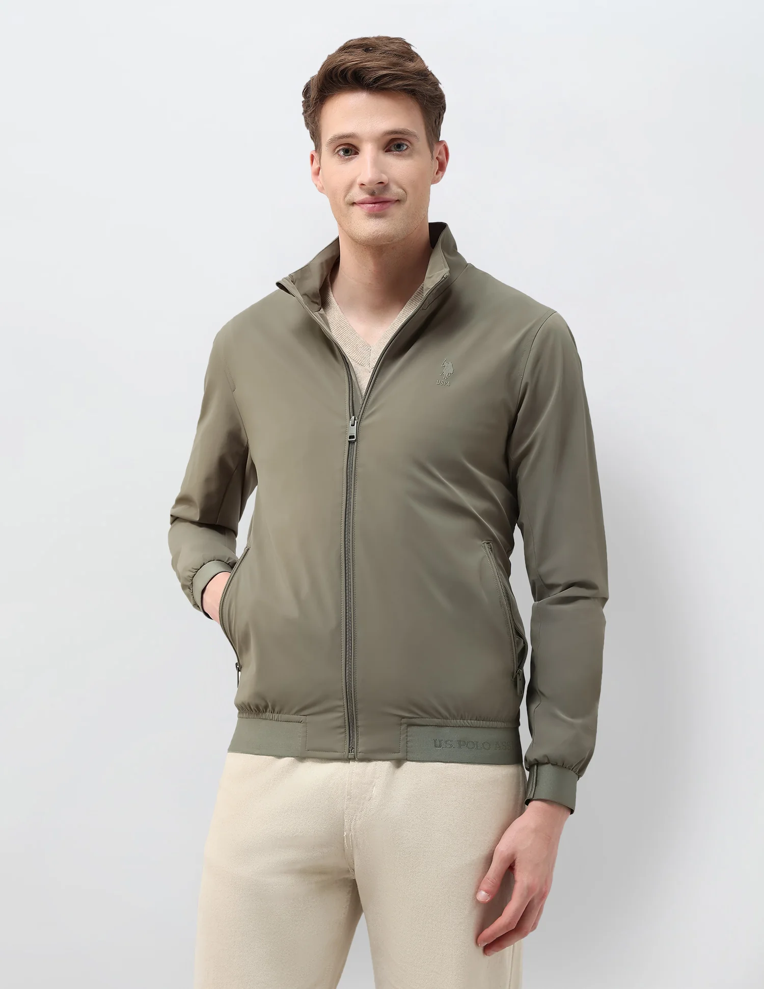 Solid Regular Fit Jacket - Image 6