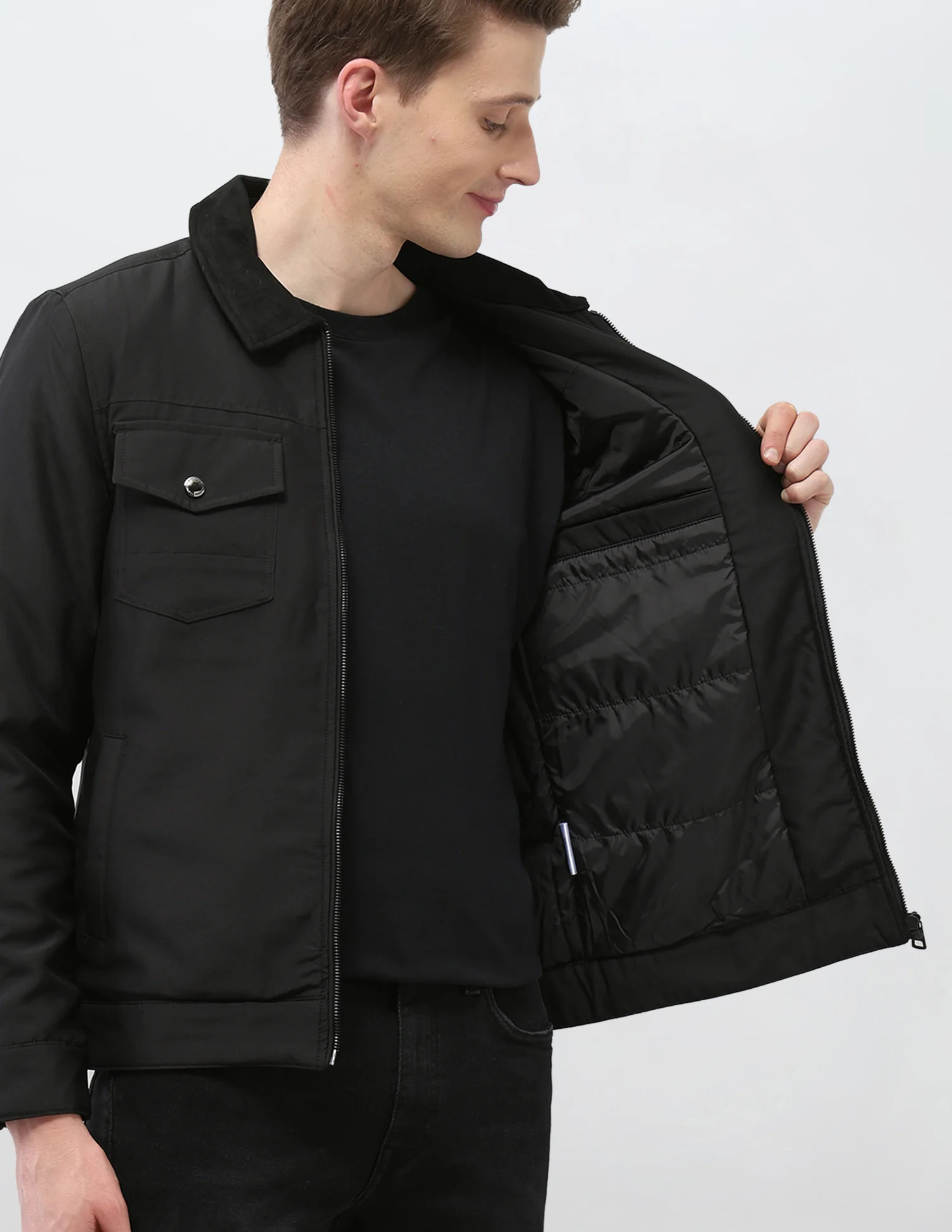 Solid Regular Fit Jacket - Image 10
