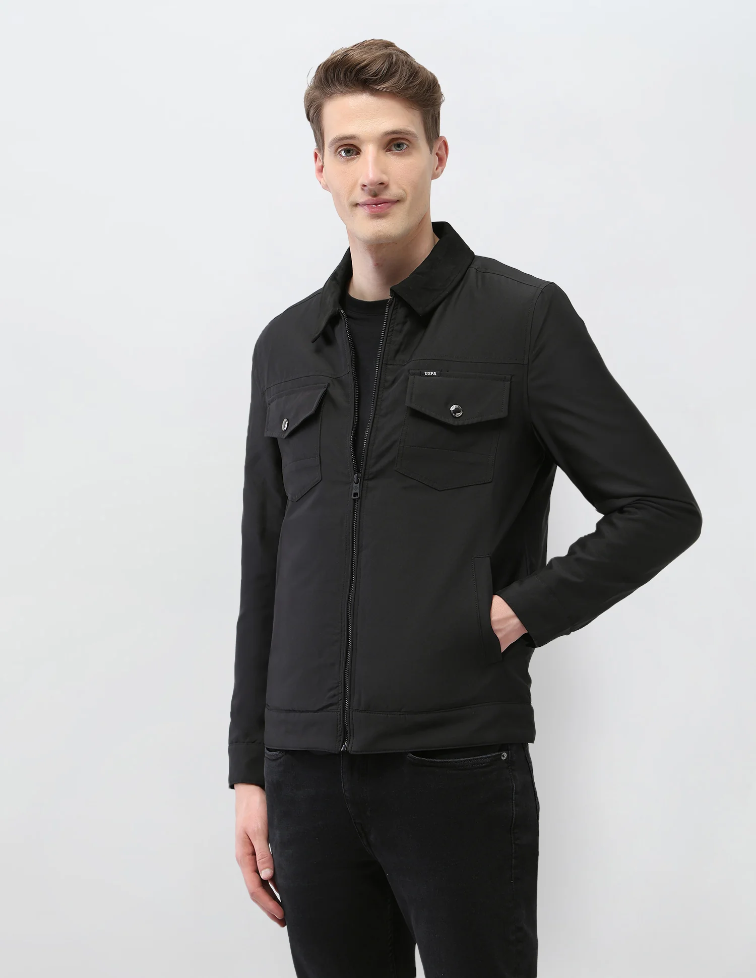 Solid Regular Fit Jacket - Image 4
