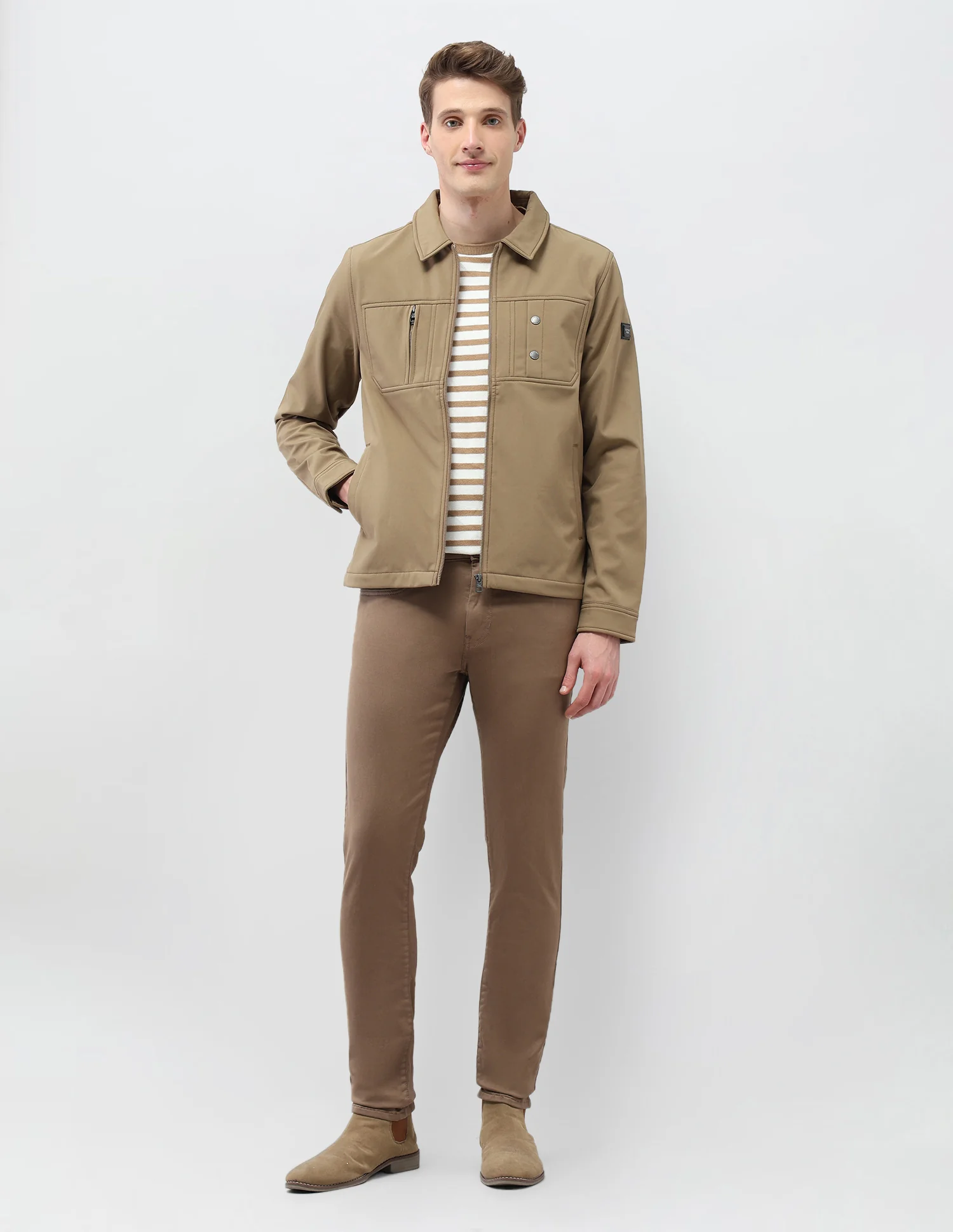Solid Regular Fit Jacket - Image 3