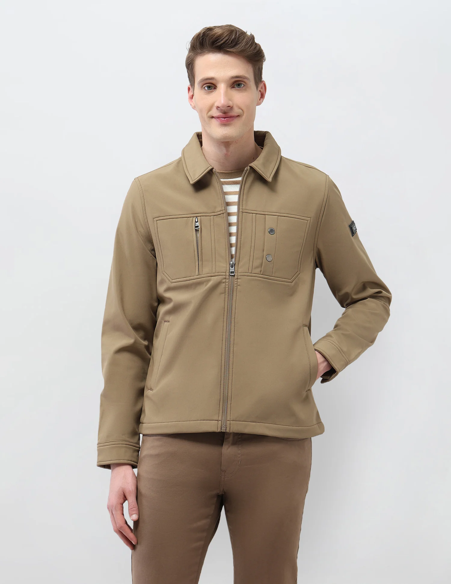 Solid Regular Fit Jacket - Image 6