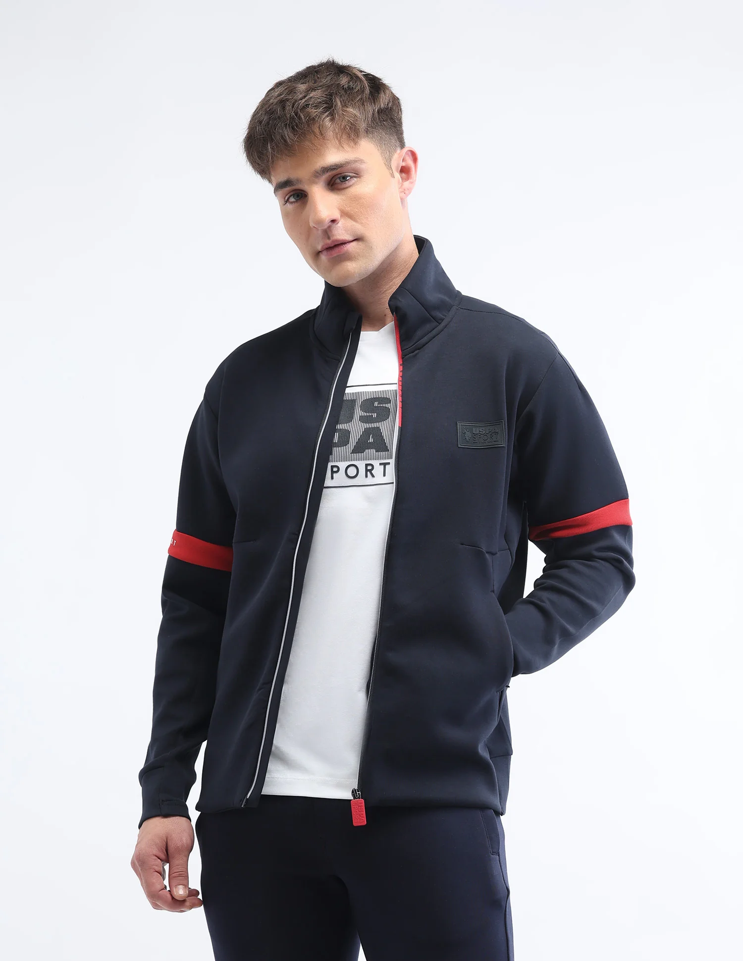 Solid Regular Fit Luxe Zipper Sweatshirt