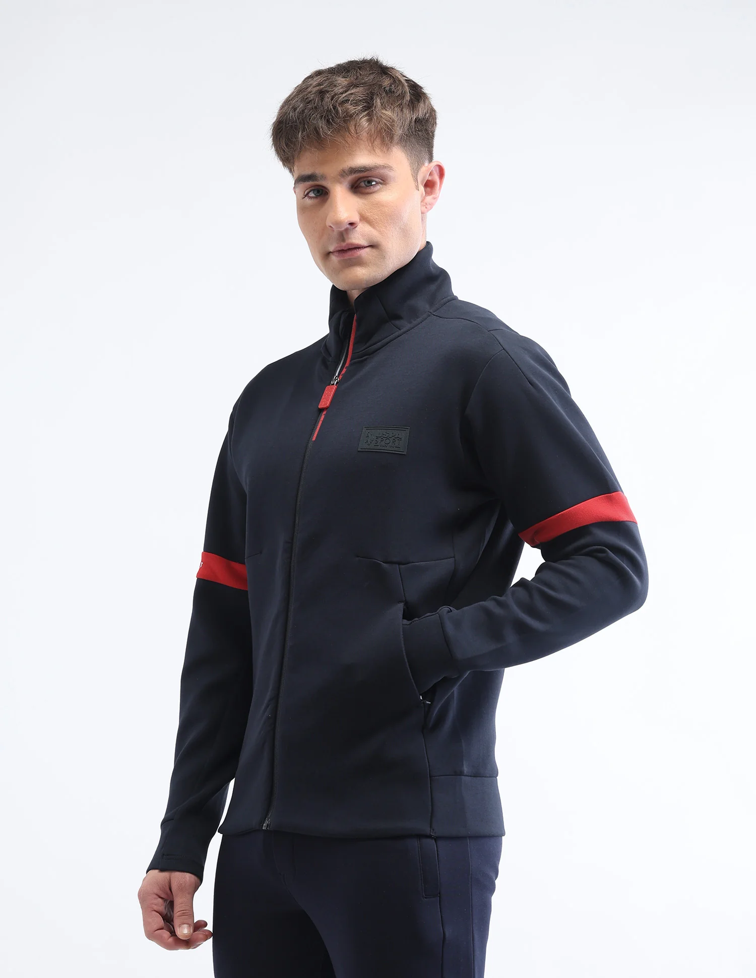 Solid Regular Fit Luxe Zipper Sweatshirt - Image 4