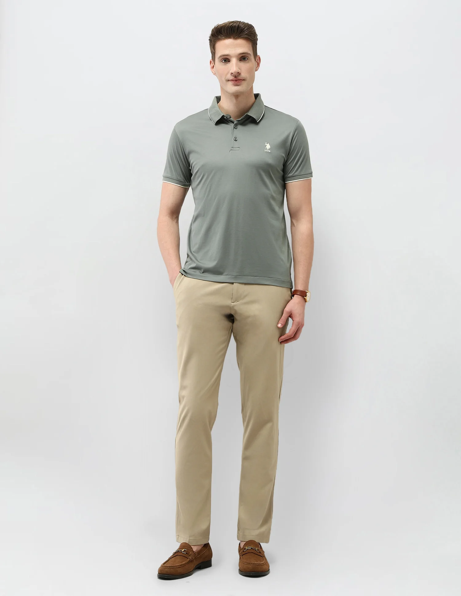 Solid Regular Fit Polo Shirt - Image 3