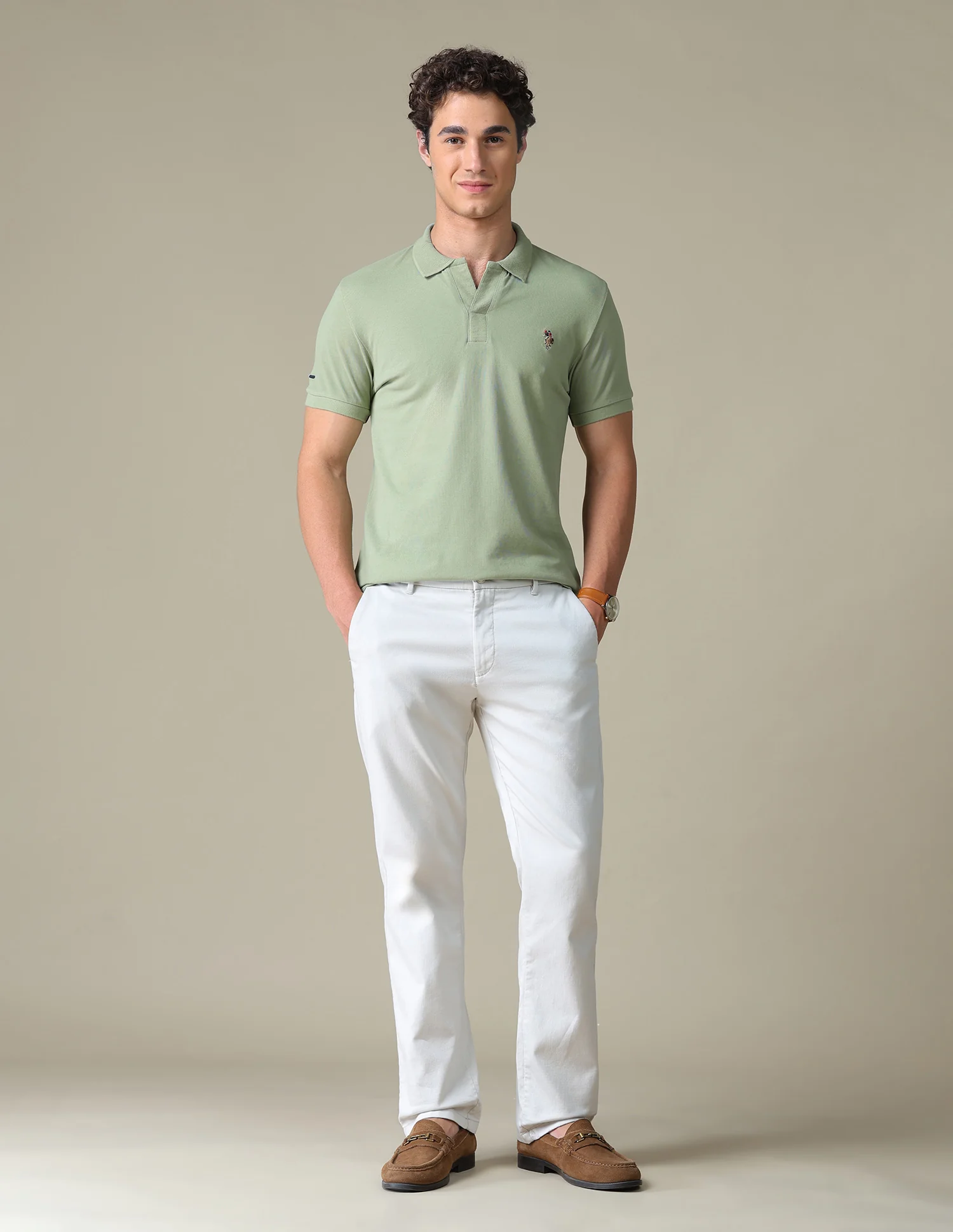 Solid Regular Fit Polo Shirt - Image 3