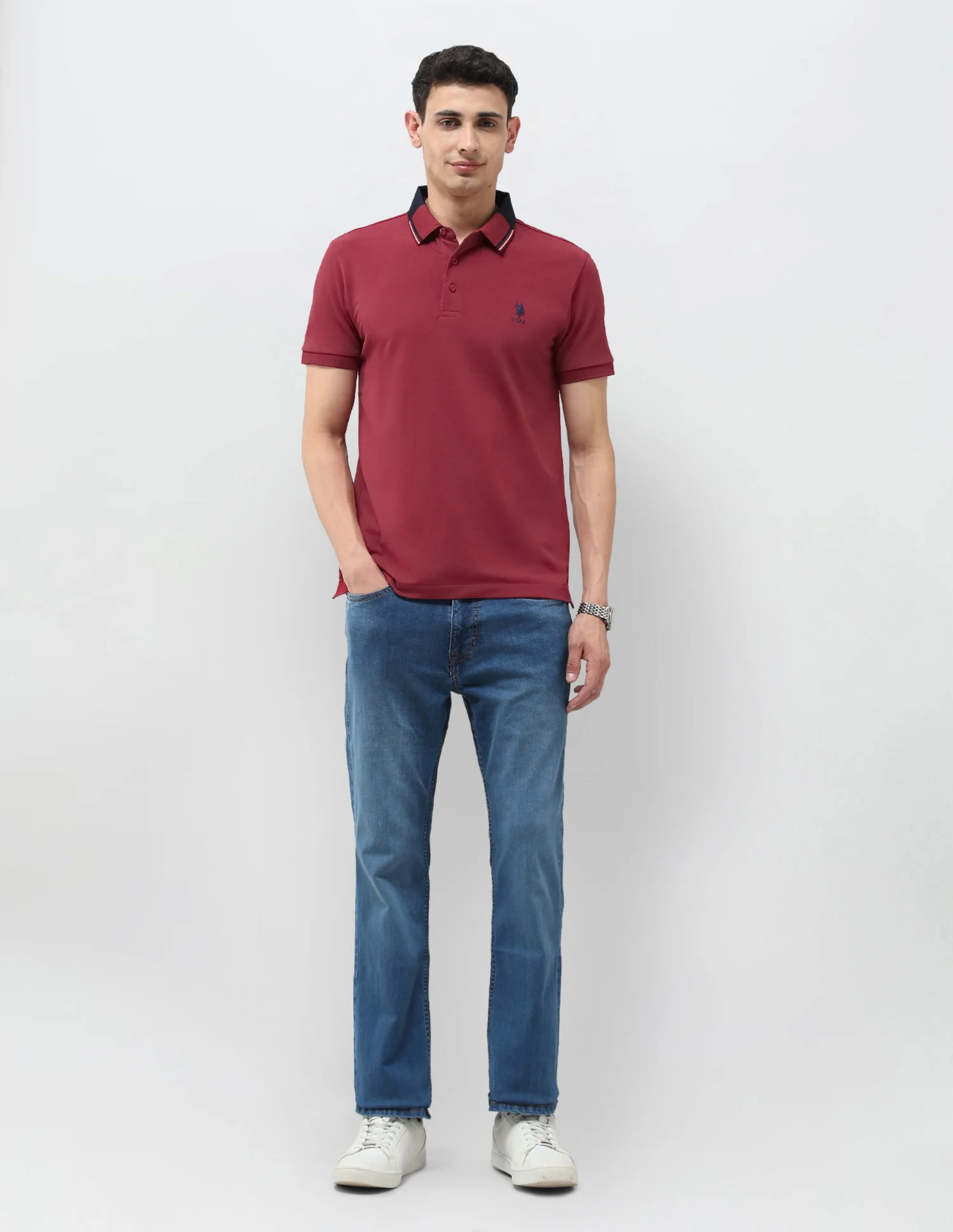 Solid Regular Fit Polo Shirt - Image 3