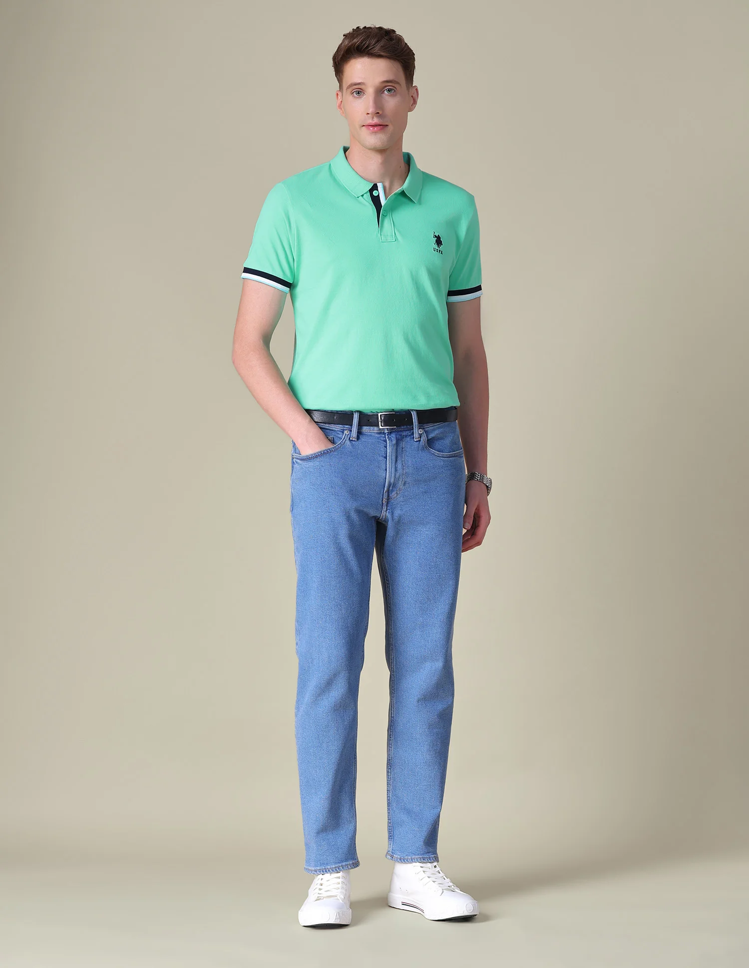 Solid Regular Fit Polo Shirt - Image 3