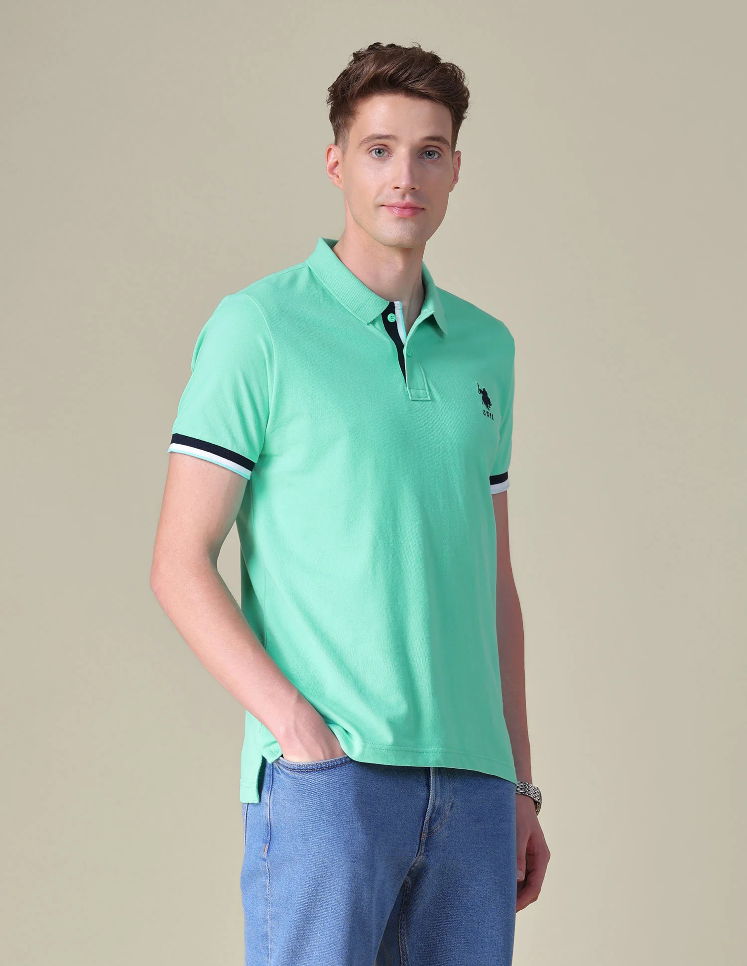 Solid Regular Fit Polo Shirt - Image 4