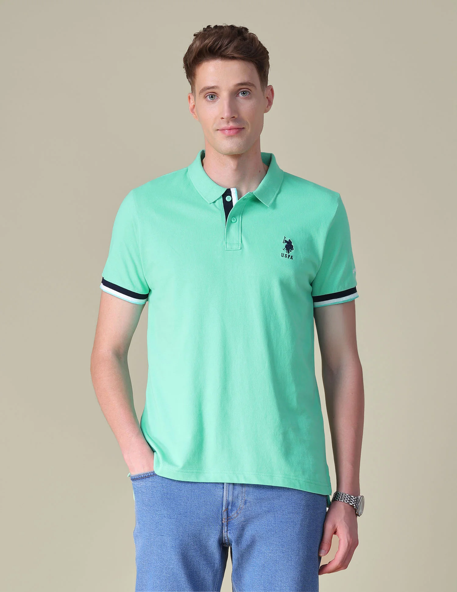 Solid Regular Fit Polo Shirt - Image 6