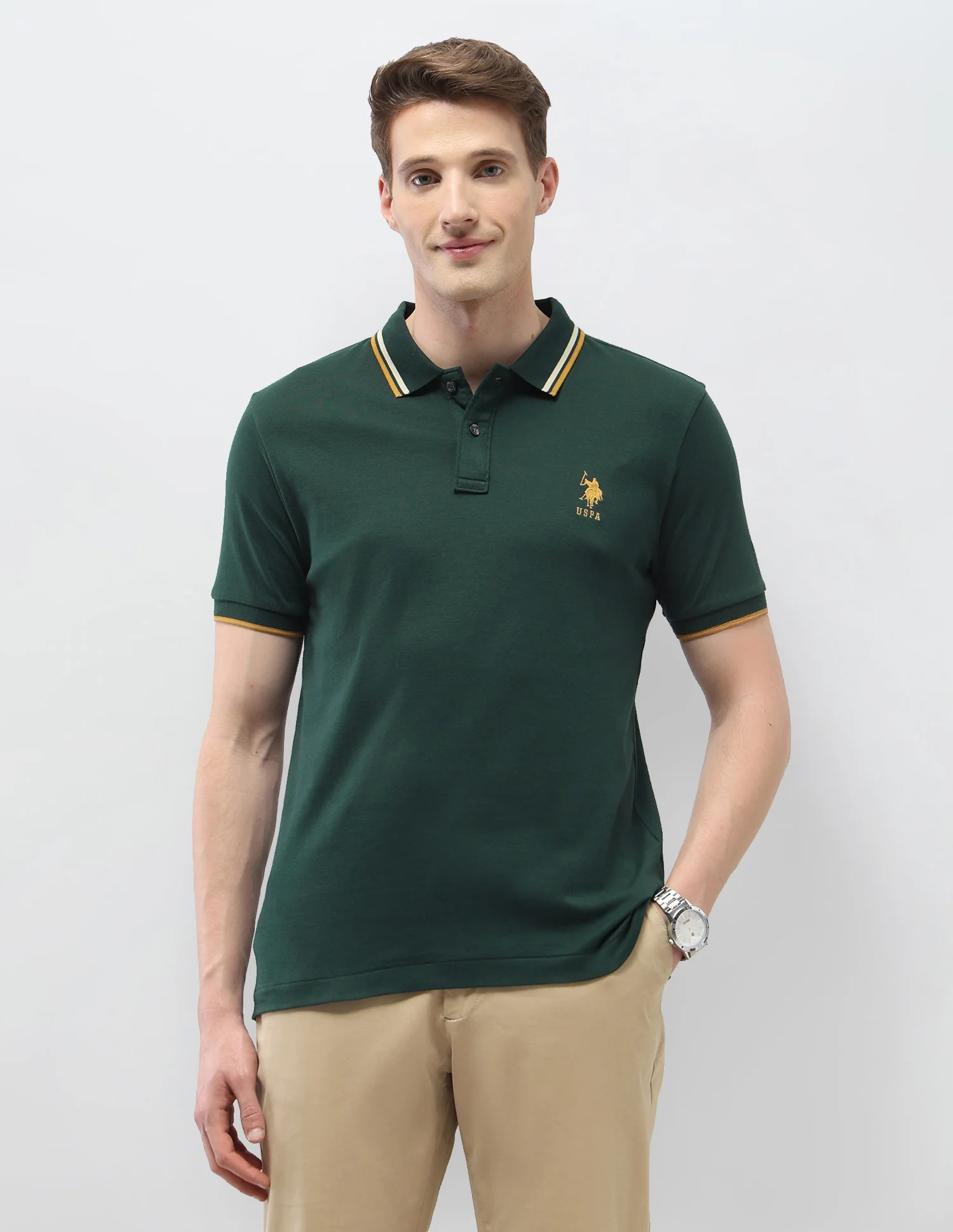 Solid Regular Fit Polo Shirt - Image 3