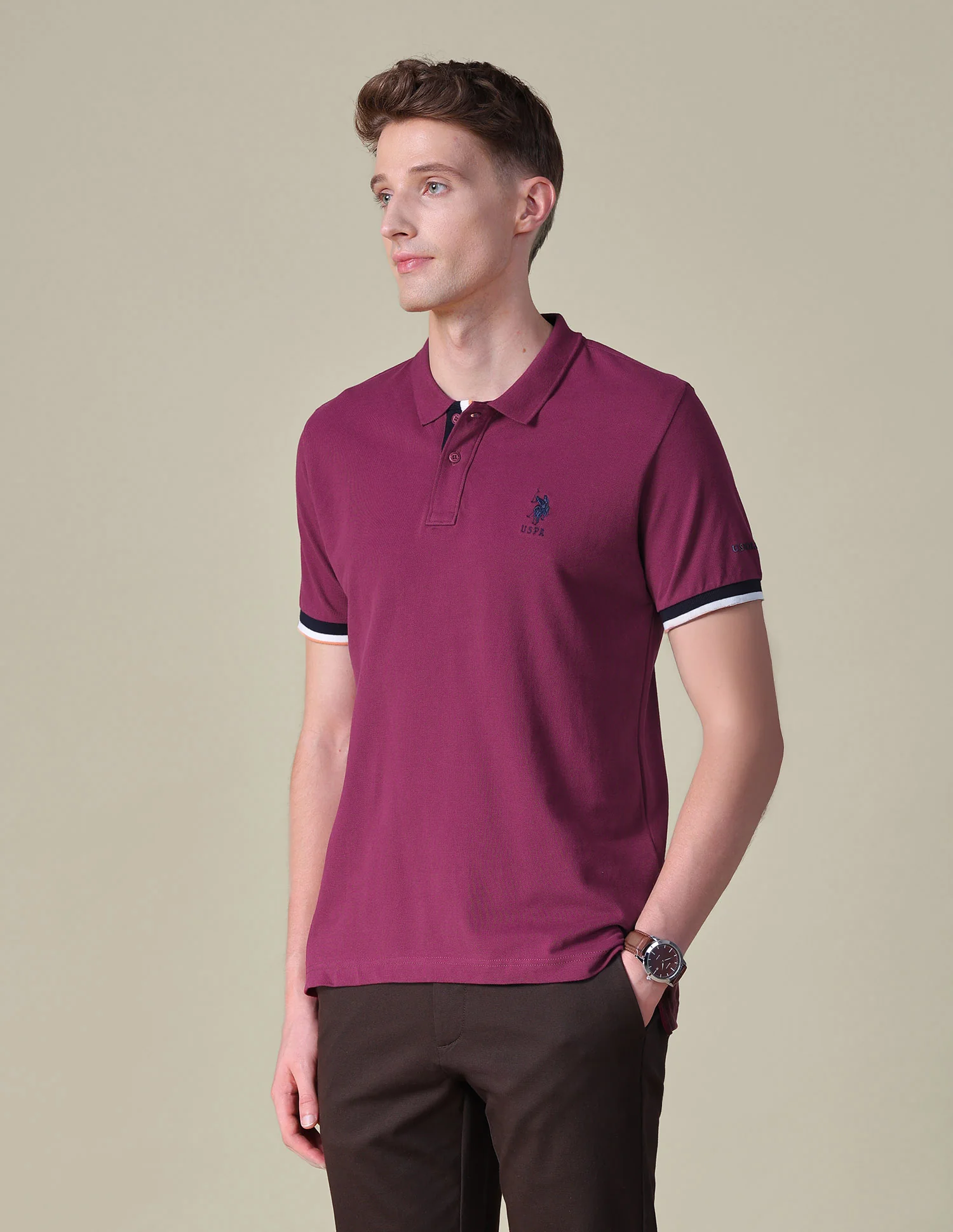 Solid Regular Fit Polo Shirt - Image 4