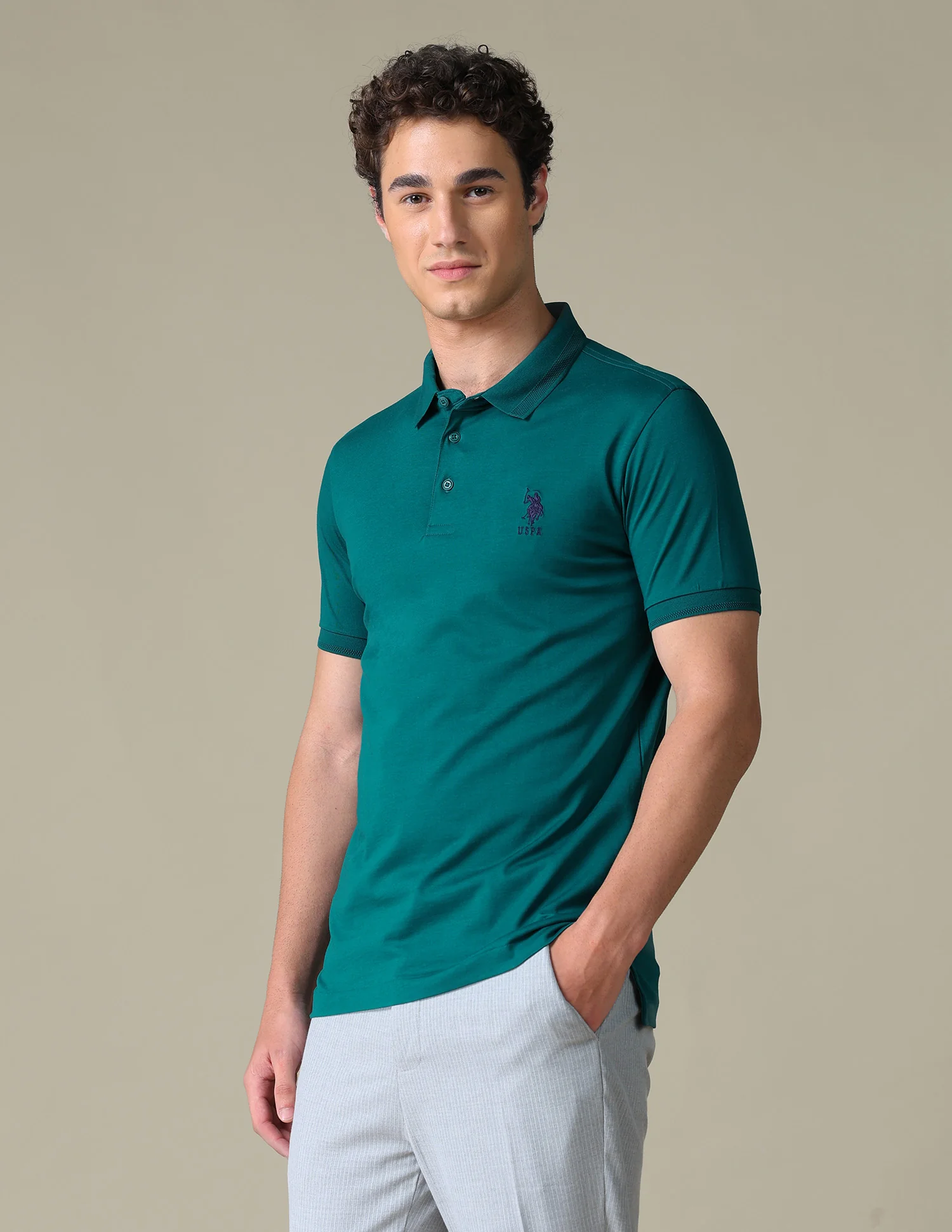 Solid Regular Fit Polo Shirt - Image 4