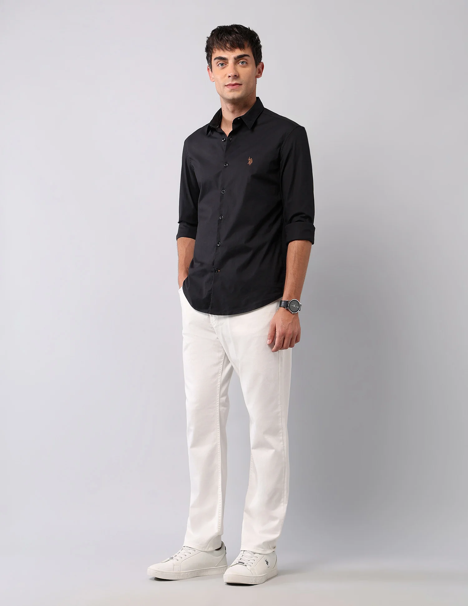 Solid Regular Fit Poplin Shirt - Image 3