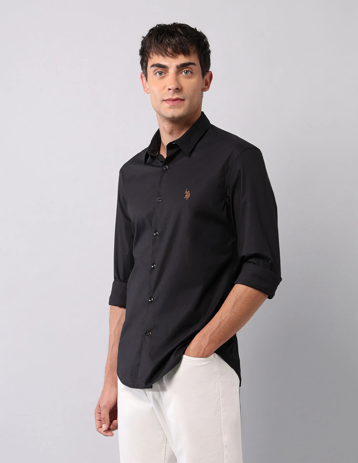 Solid Regular Fit Poplin Shirt - Image 4